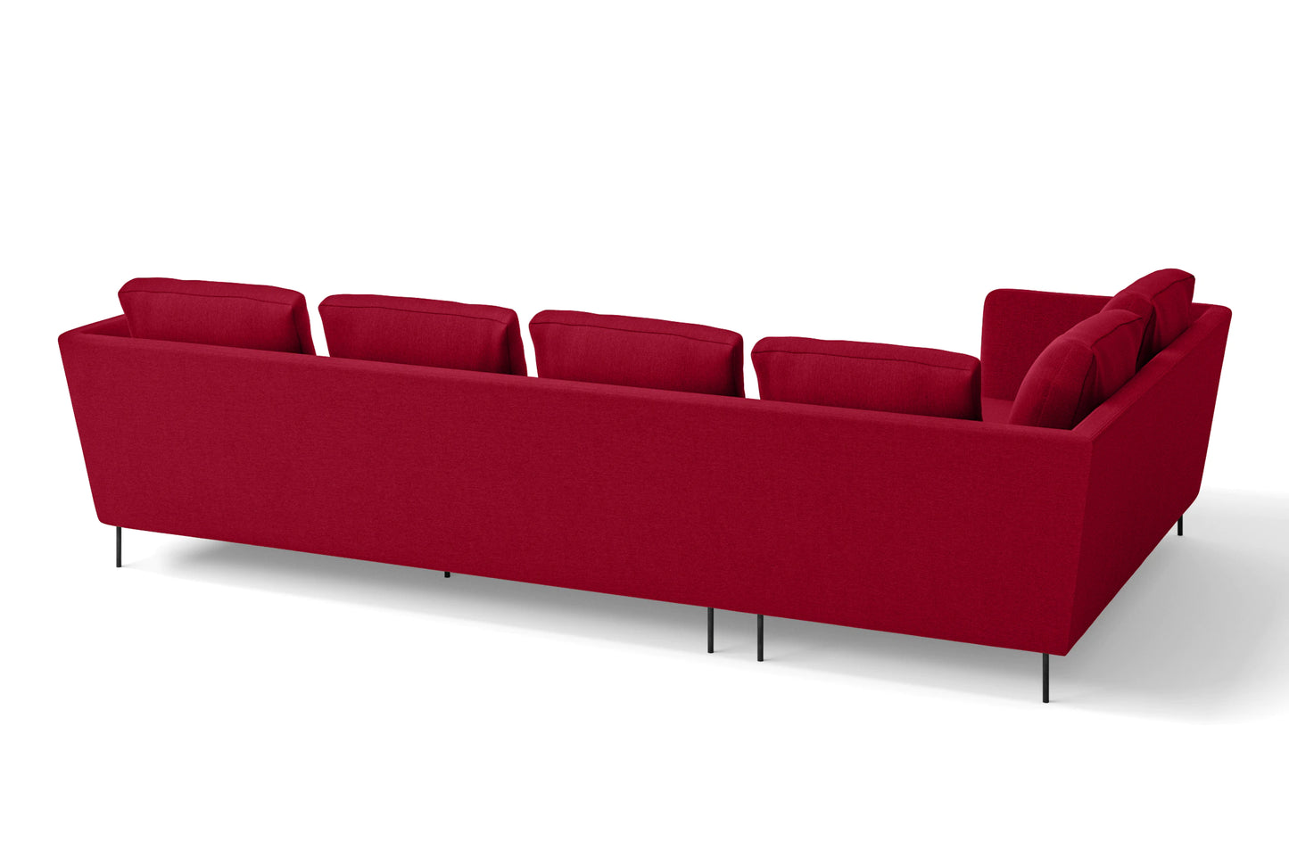 Faenza 4 Seater Left Hand Facing Chaise Lounge Corner Sofa Red Linen Fabric