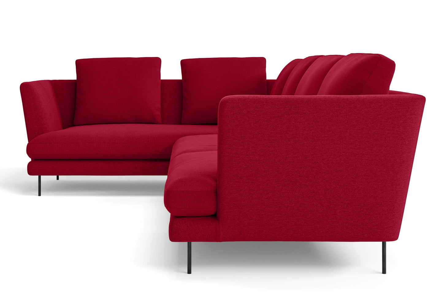 Faenza 4 Seater Left Hand Facing Chaise Lounge Corner Sofa Red Linen Fabric