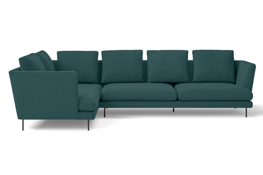 Faenza 4 Seater Left Hand Facing Chaise Lounge Corner Sofa Teal Linen Fabric