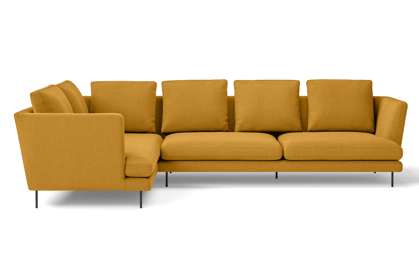 Faenza 4 Seater Left Hand Facing Chaise Lounge Corner Sofa Yellow Linen Fabric