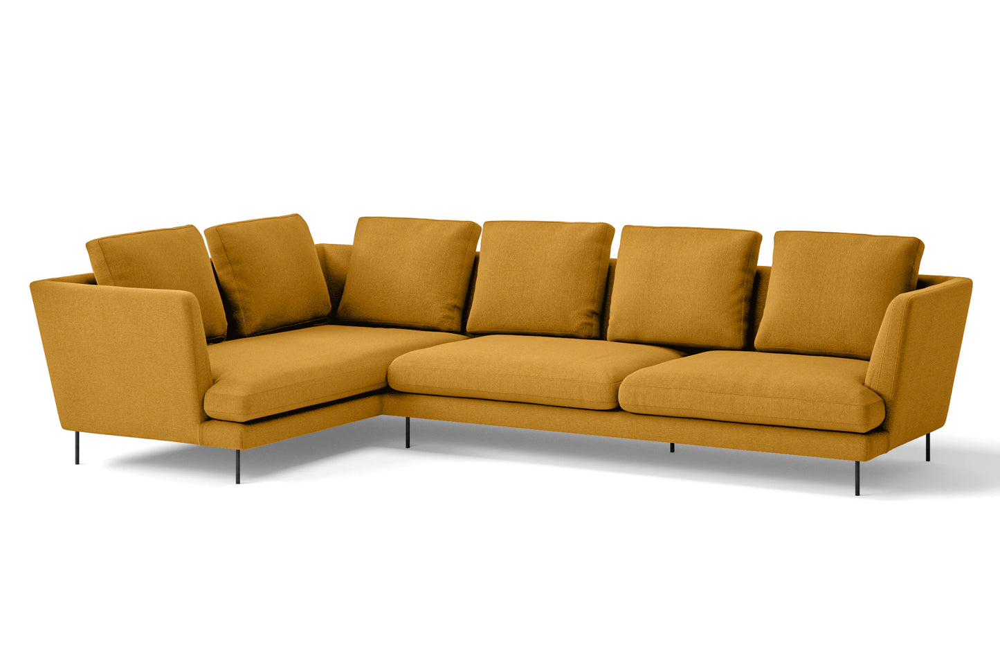 Faenza 4 Seater Left Hand Facing Chaise Lounge Corner Sofa Yellow Linen Fabric