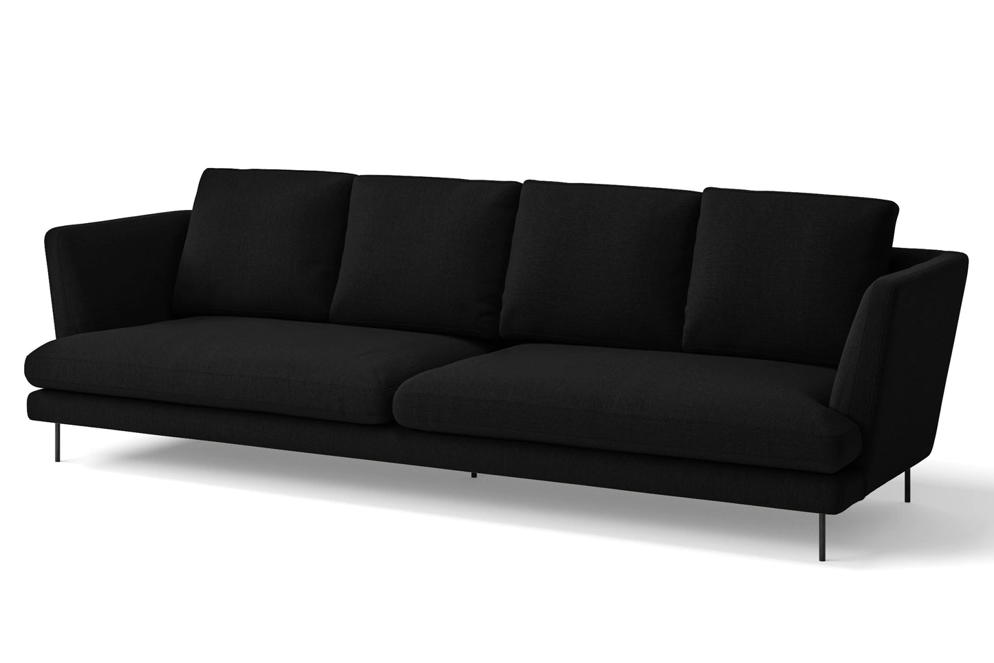 Faenza 4 Seater Sofa Black Linen Fabric