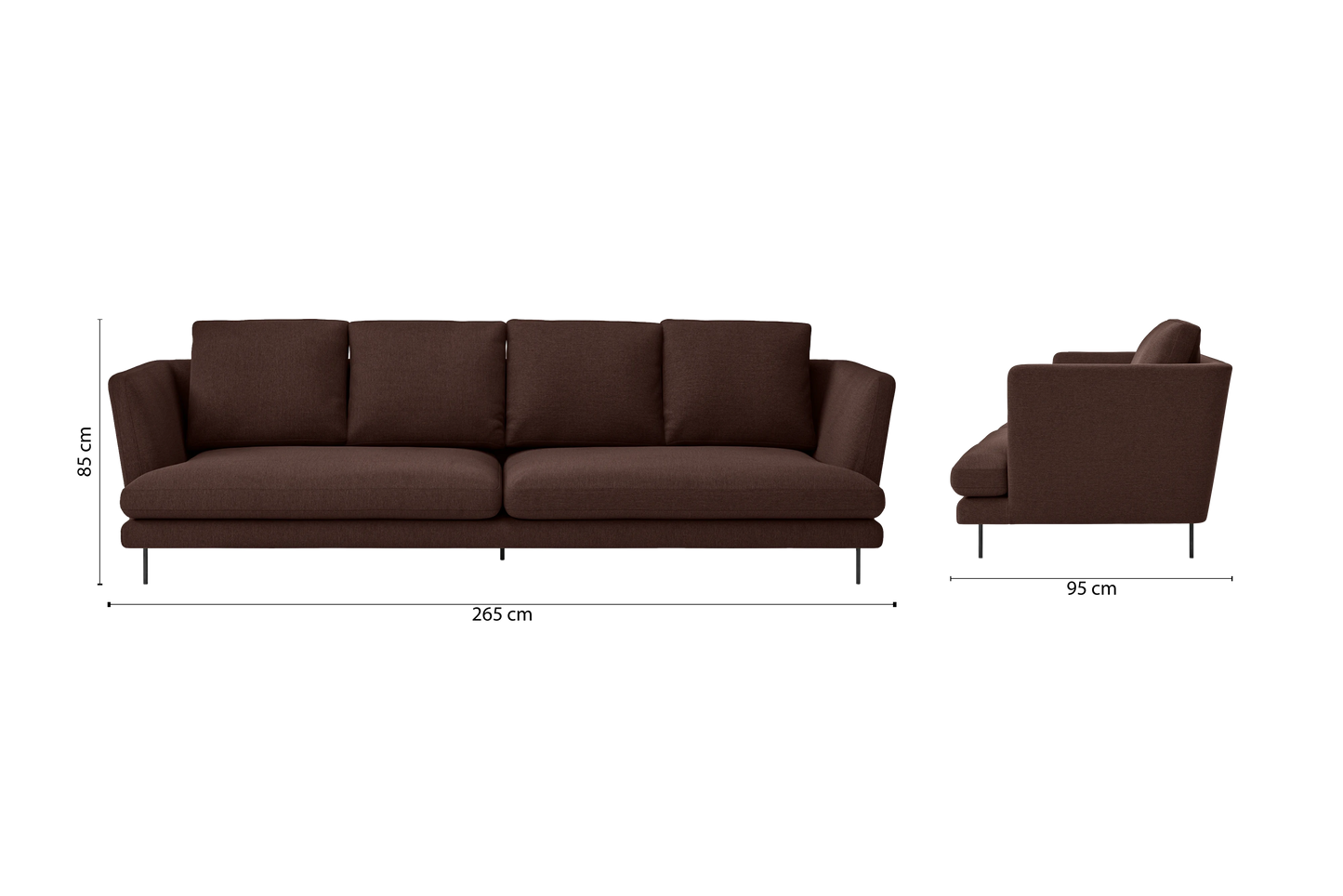 Faenza 4 Seater Sofa Coffee Brown Linen Fabric