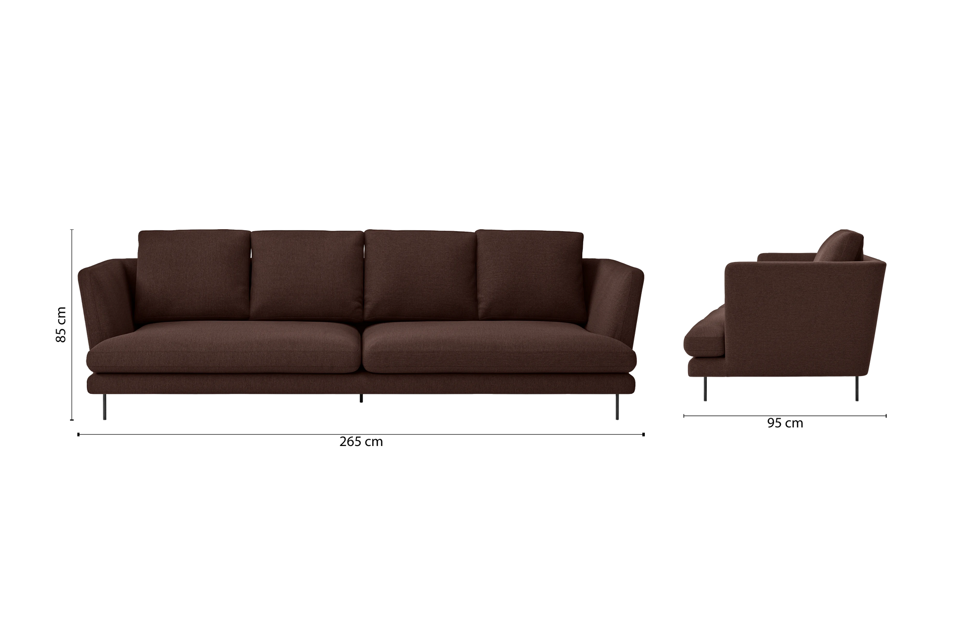 Faenza 4 Seater Sofa Coffee Brown Linen Fabric