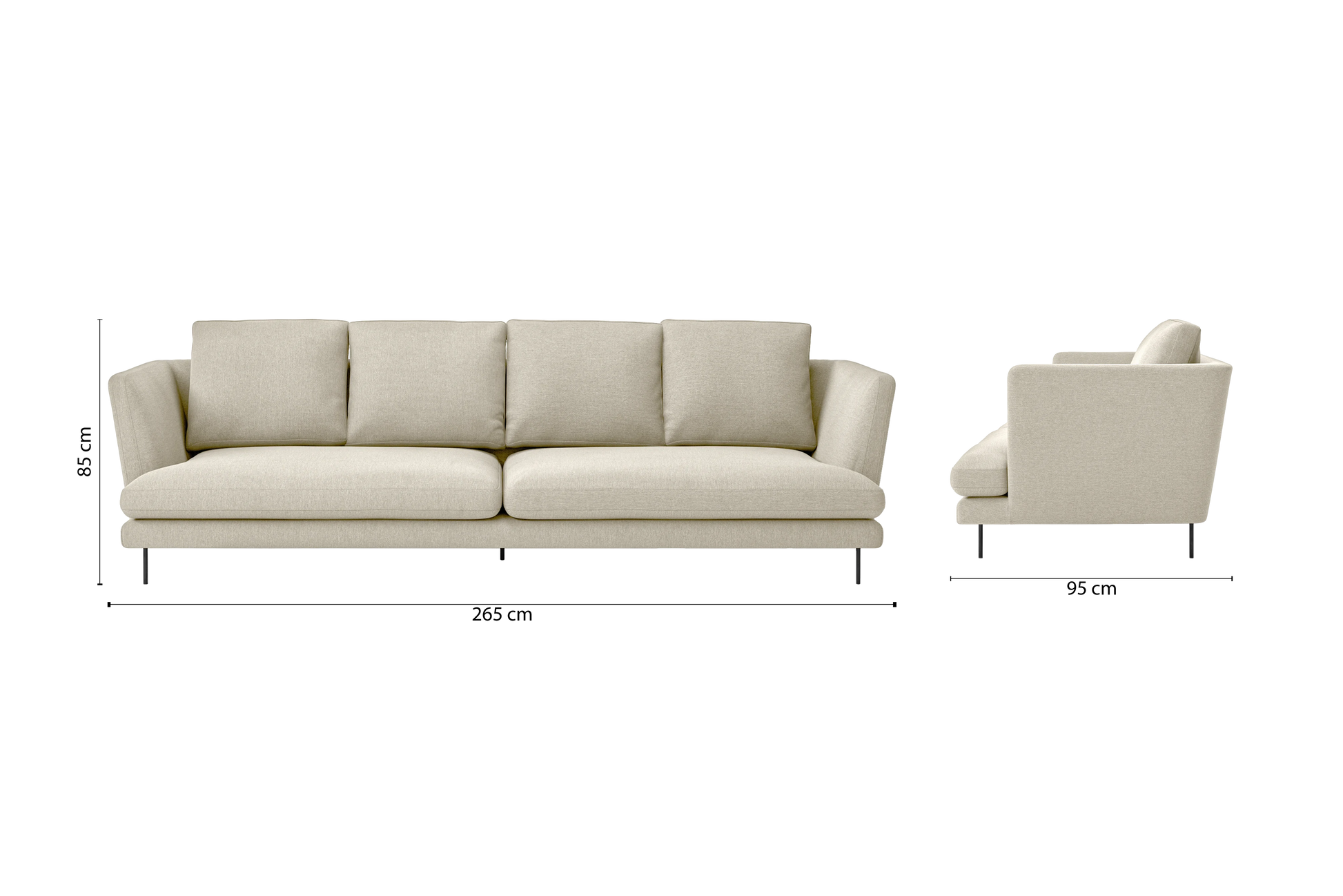 Faenza 4 Seater Sofa Cream Linen Fabric