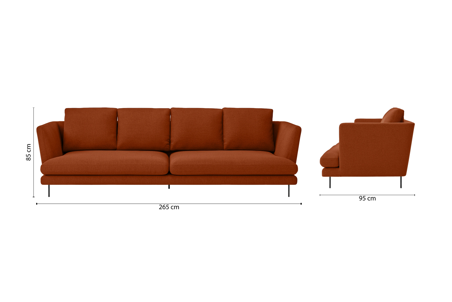 Faenza 4 Seater Sofa Orange Linen Fabric