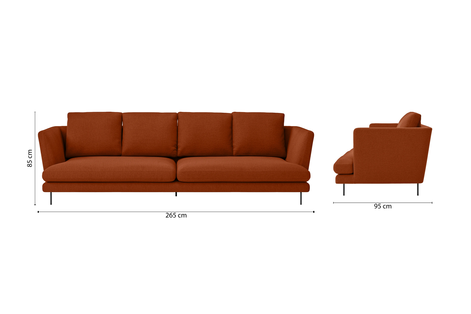 Faenza 4 Seater Sofa Orange Linen Fabric