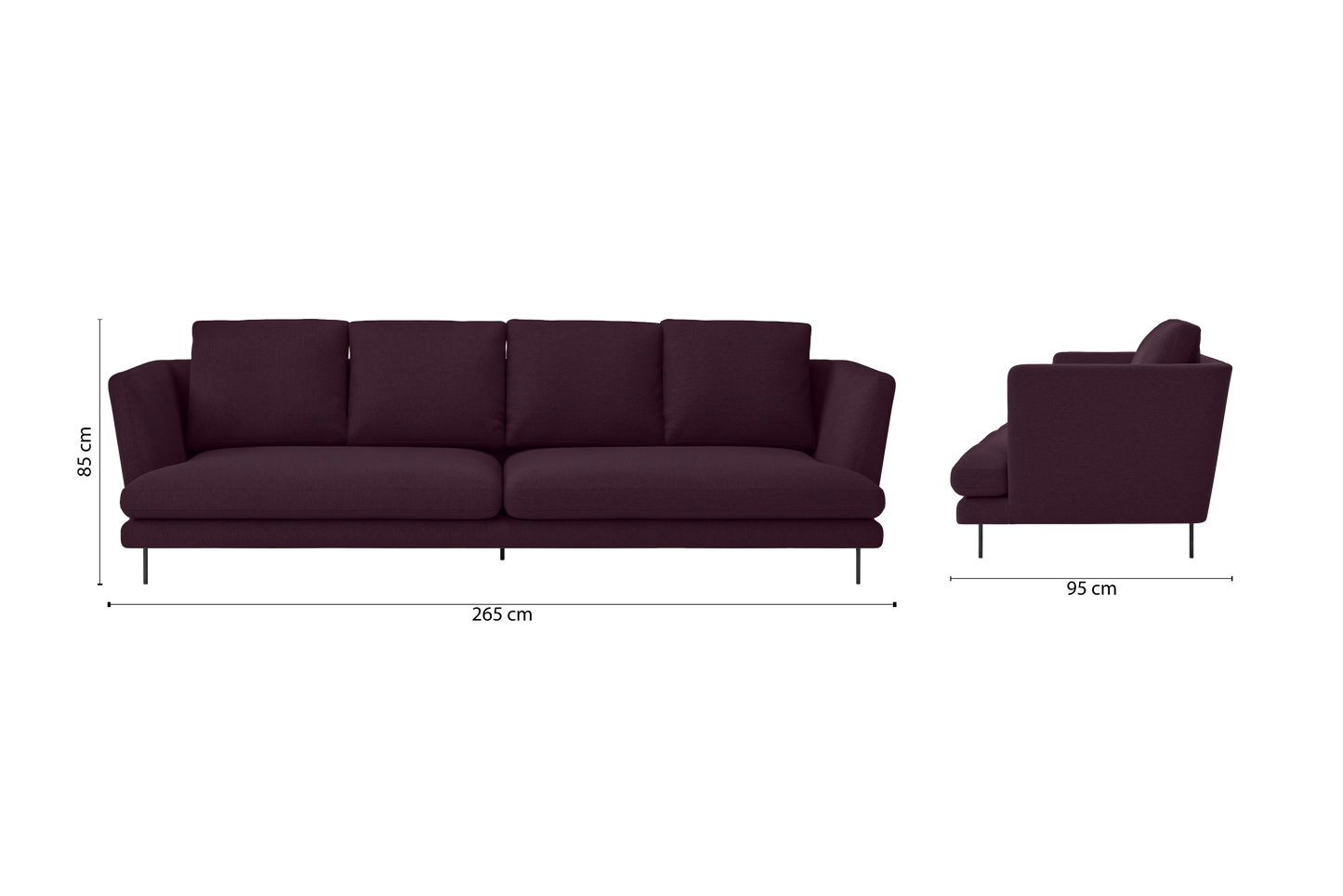 Faenza 4 Seater Sofa Purple Linen Fabric