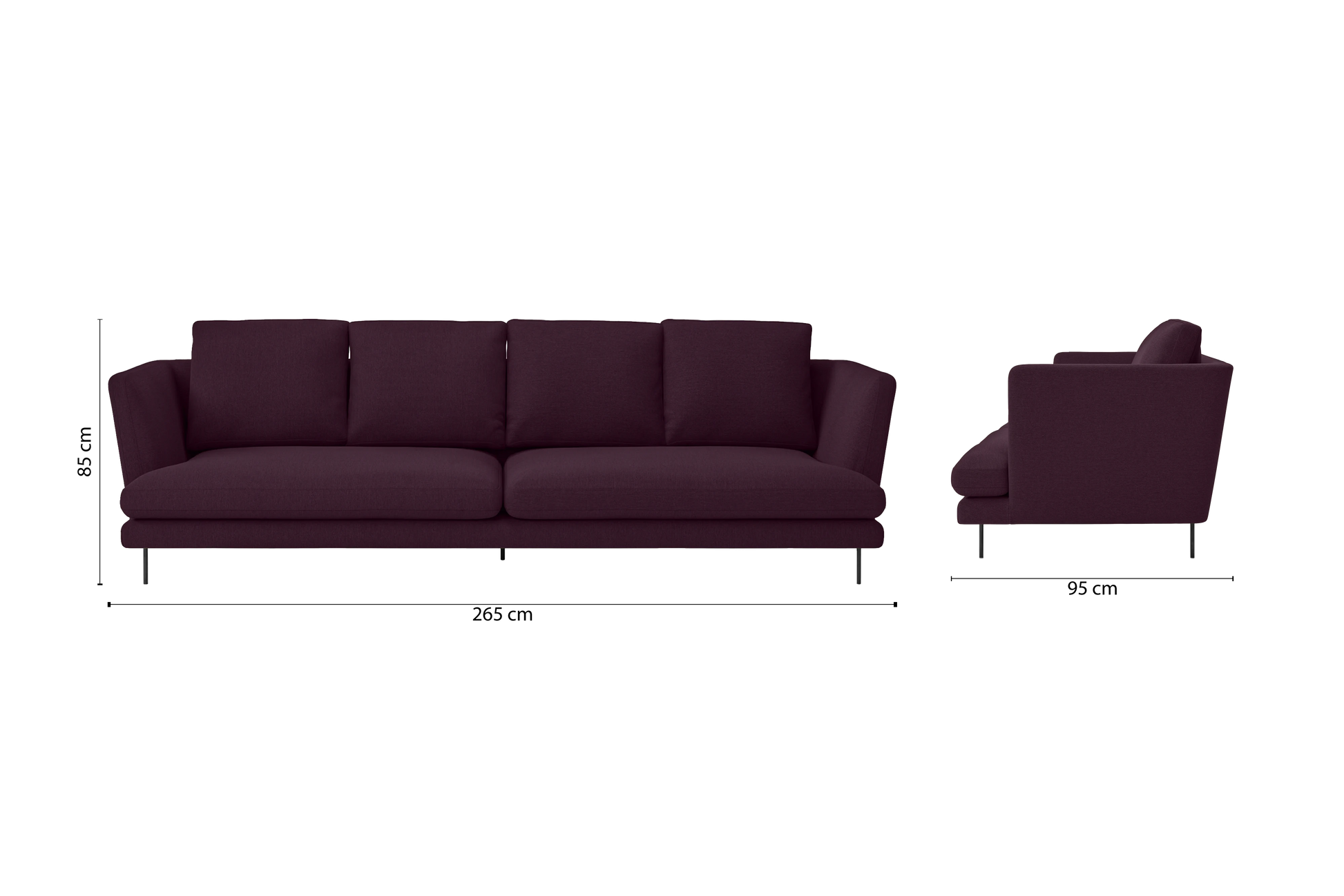 Faenza 4 Seater Sofa Purple Linen Fabric