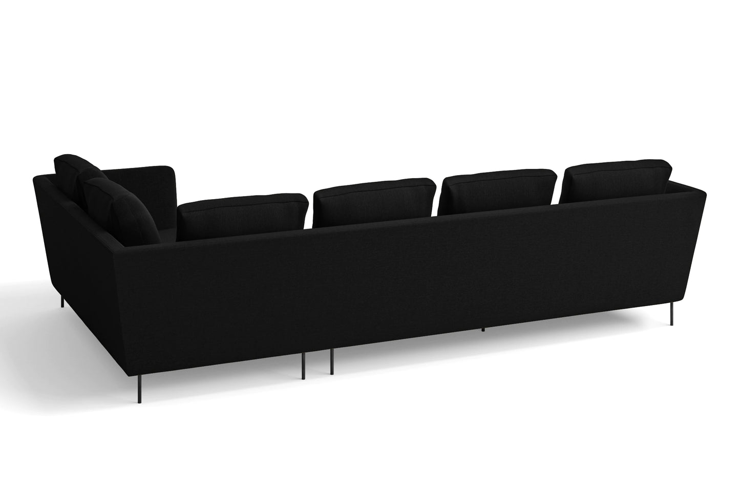 Faenza 4 Seater Right Hand Facing Chaise Lounge Corner Sofa Black Linen Fabric