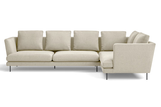 Faenza 4 Seater Right Hand Facing Chaise Lounge Corner Sofa Cream Linen Fabric