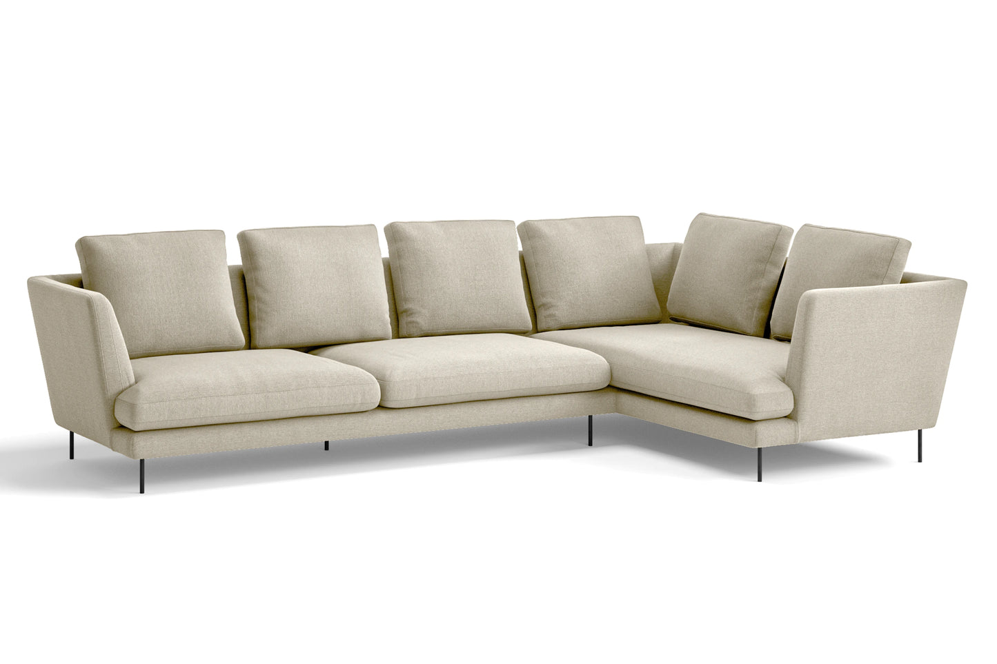 Faenza 4 Seater Right Hand Facing Chaise Lounge Corner Sofa Cream Linen Fabric