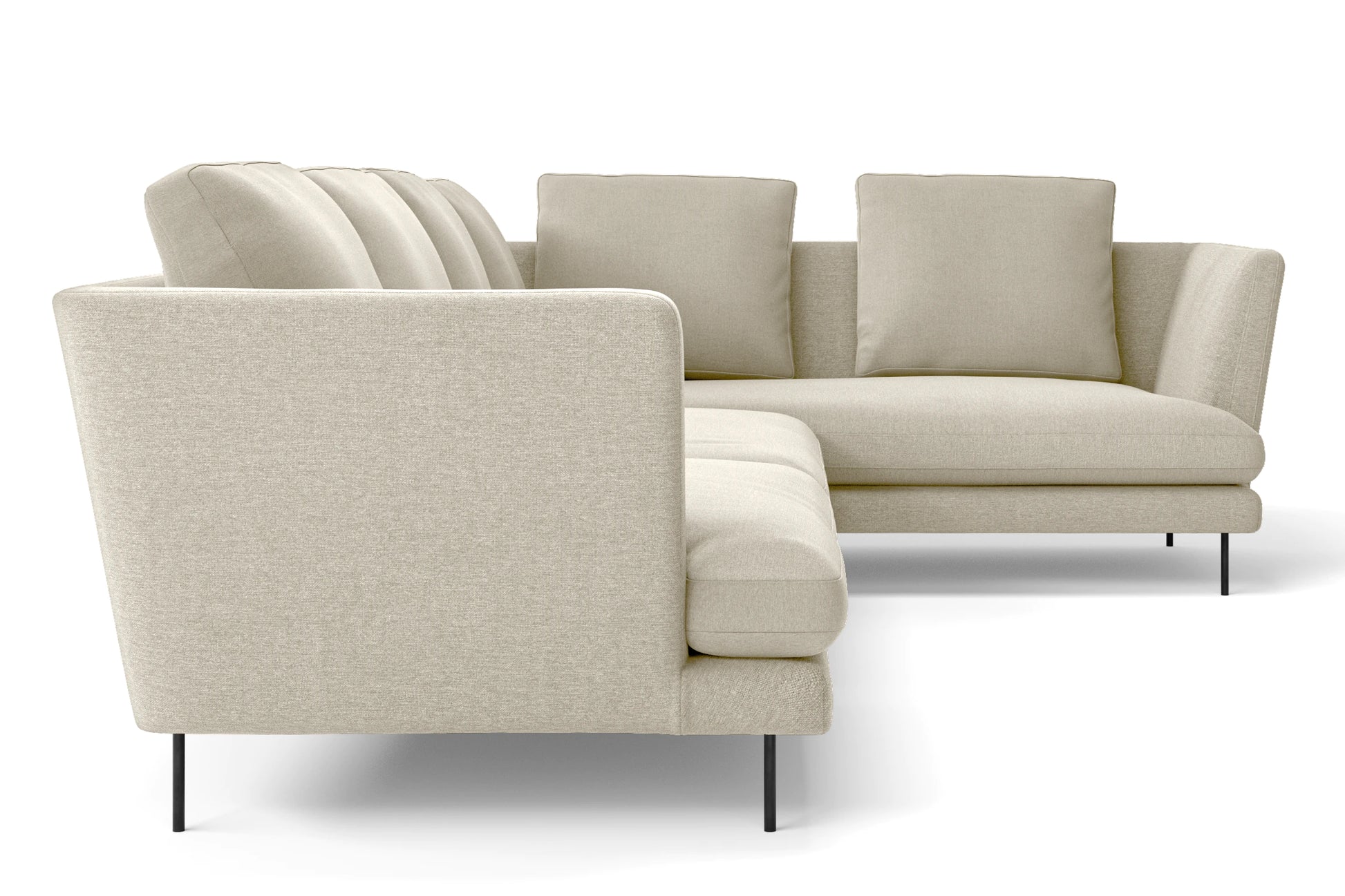 Faenza 4 Seater Right Hand Facing Chaise Lounge Corner Sofa Cream Linen Fabric