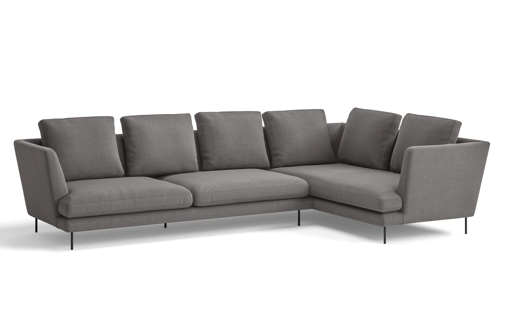 Faenza 4 Seater Right Hand Facing Chaise Lounge Corner Sofa Grey Linen Fabric