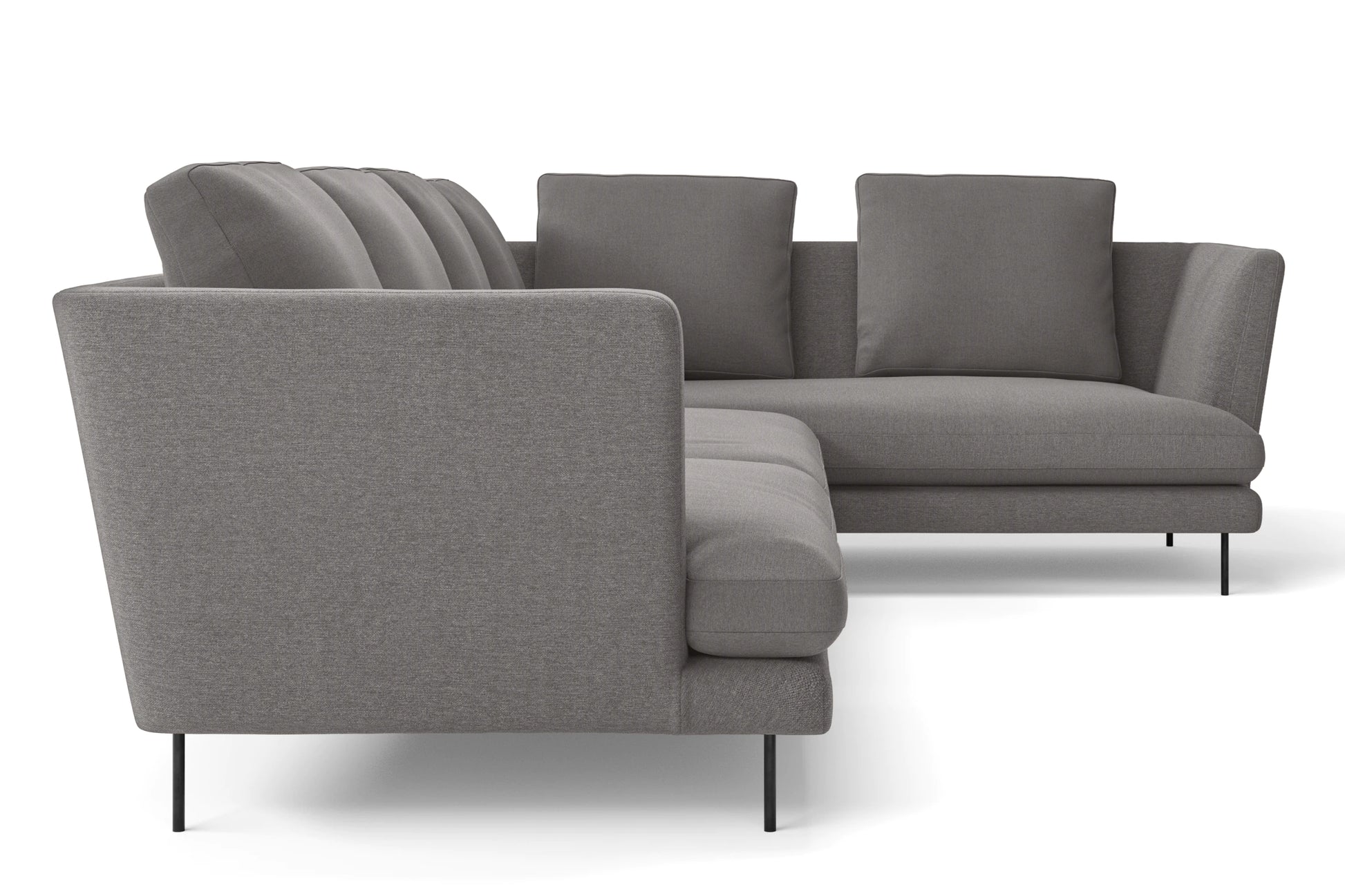 Faenza 4 Seater Right Hand Facing Chaise Lounge Corner Sofa Grey Linen Fabric