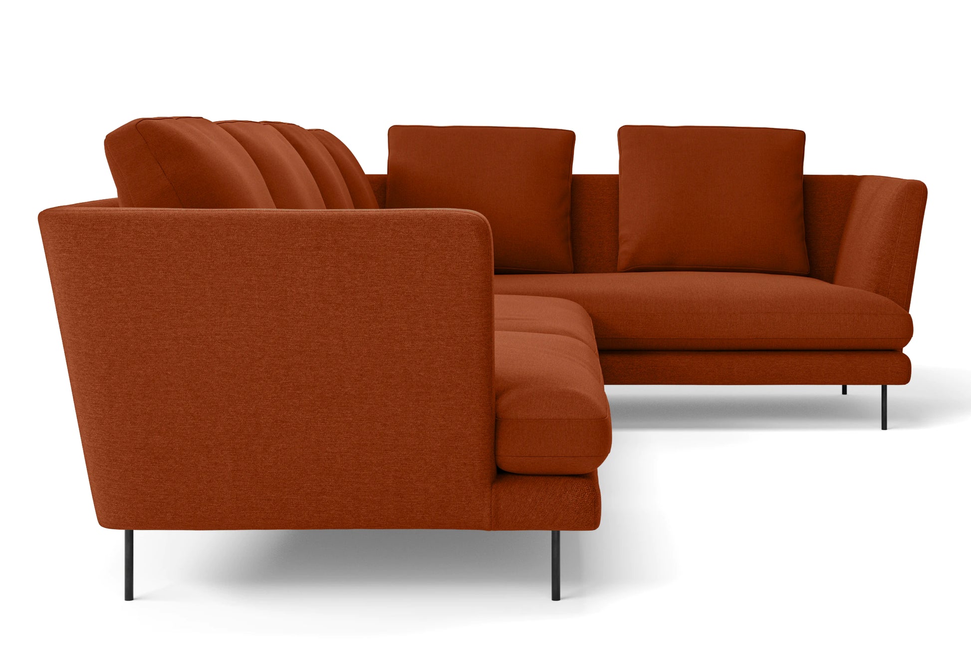 Faenza 4 Seater Right Hand Facing Chaise Lounge Corner Sofa Orange Linen Fabric