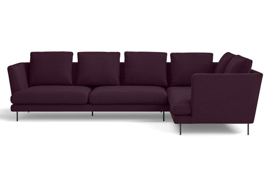 Faenza 4 Seater Right Hand Facing Chaise Lounge Corner Sofa Purple Linen Fabric