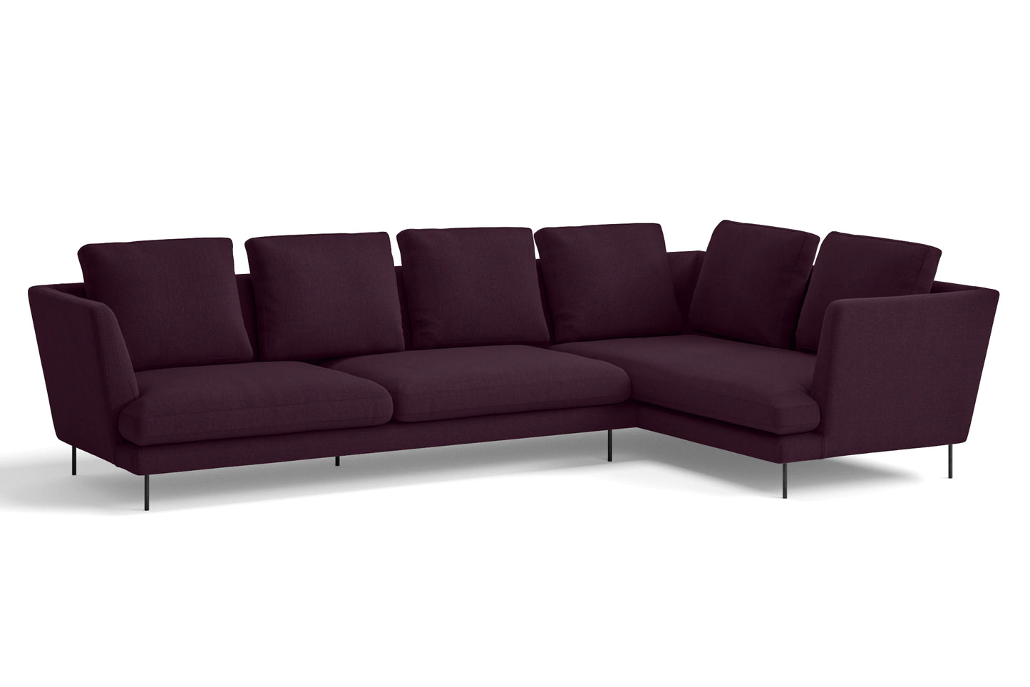 Faenza 4 Seater Right Hand Facing Chaise Lounge Corner Sofa Purple Linen Fabric