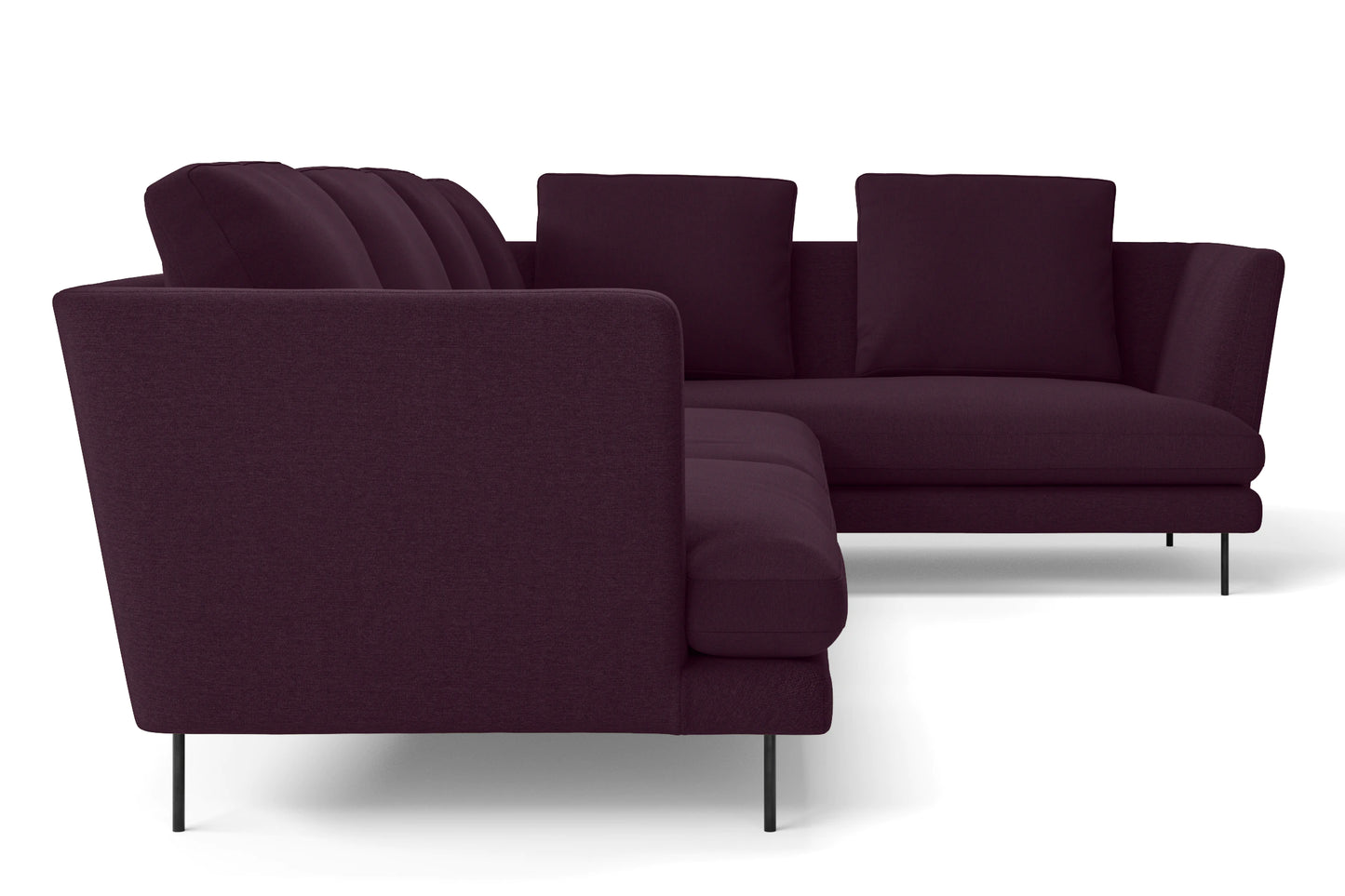 Faenza 4 Seater Right Hand Facing Chaise Lounge Corner Sofa Purple Linen Fabric