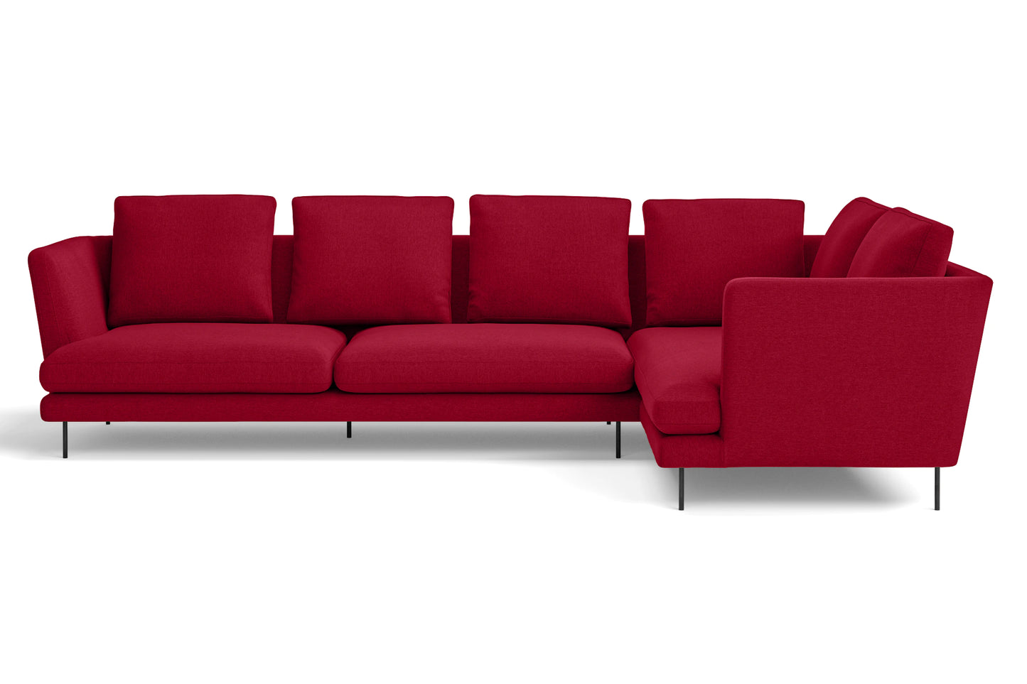 Faenza 4 Seater Right Hand Facing Chaise Lounge Corner Sofa Red Linen Fabric