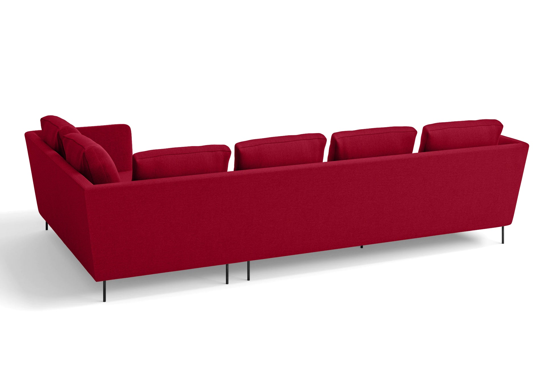 Faenza 4 Seater Right Hand Facing Chaise Lounge Corner Sofa Red Linen Fabric