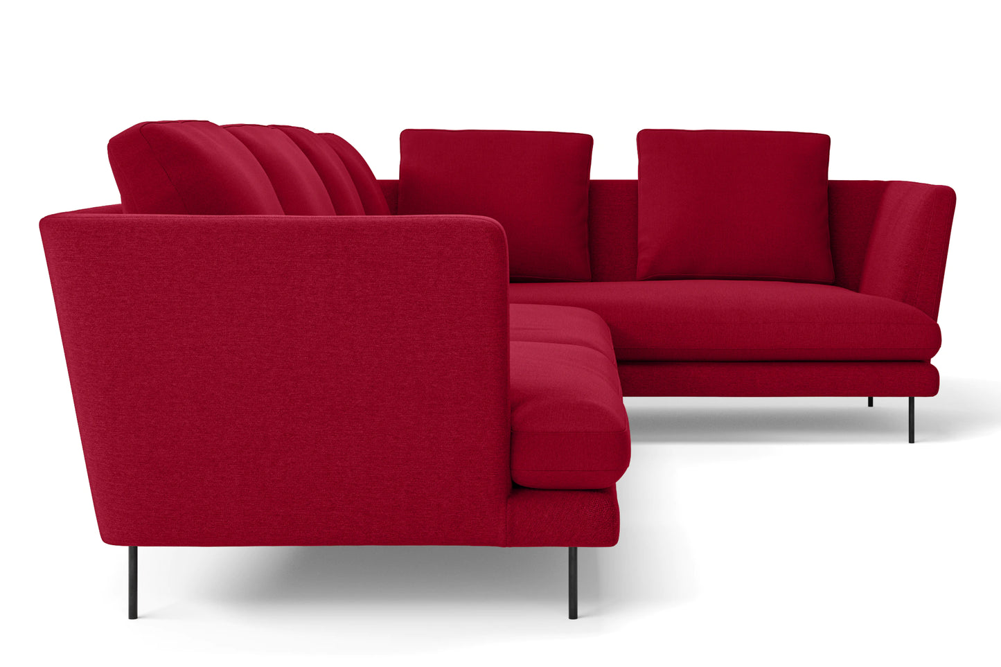 Faenza 4 Seater Right Hand Facing Chaise Lounge Corner Sofa Red Linen Fabric