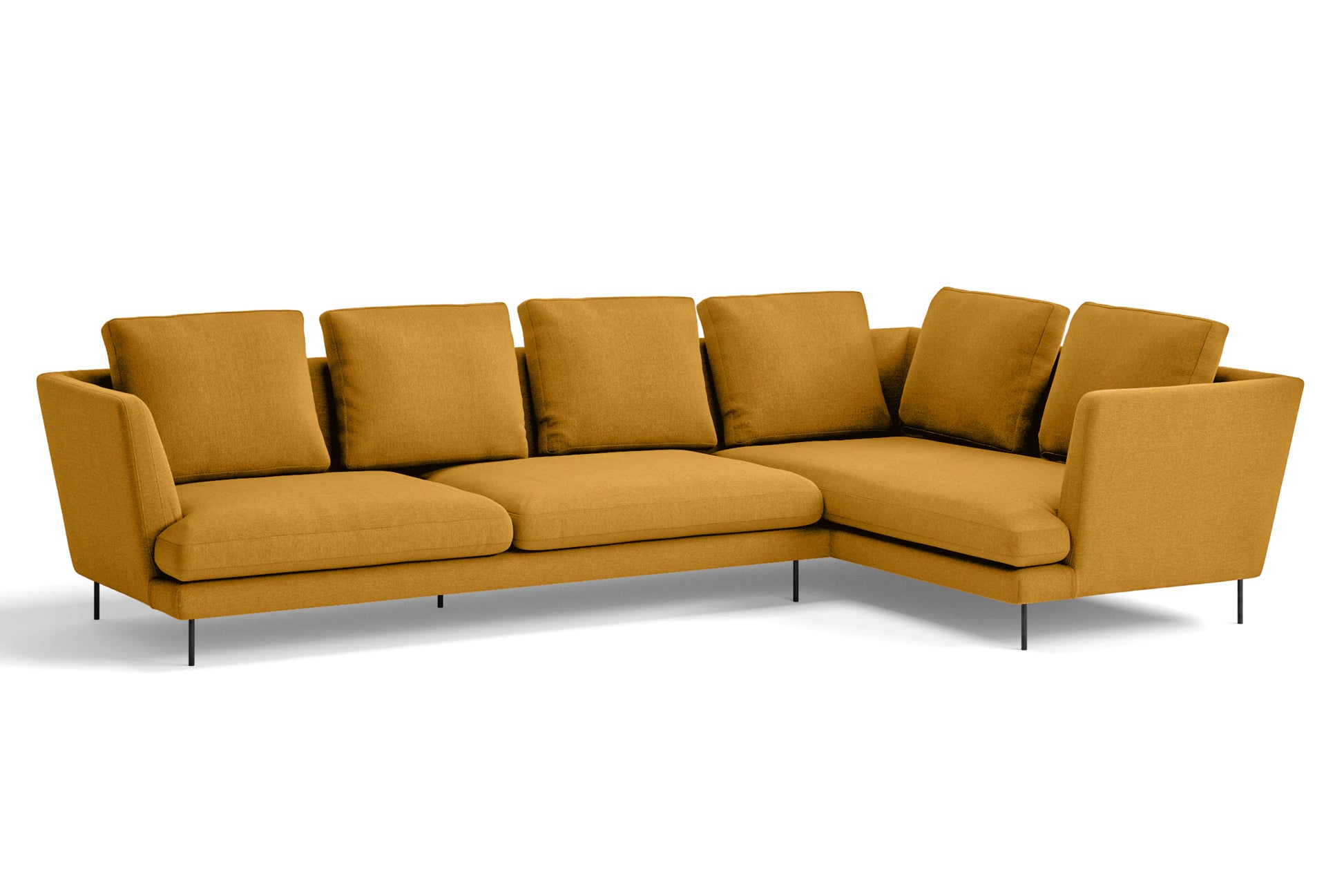 Faenza 4 Seater Right Hand Facing Chaise Lounge Corner Sofa Yellow Linen Fabric