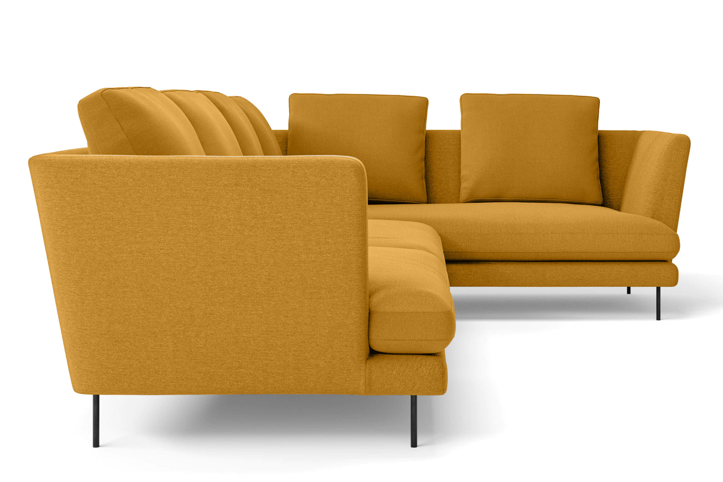 Faenza 4 Seater Right Hand Facing Chaise Lounge Corner Sofa Yellow Linen Fabric