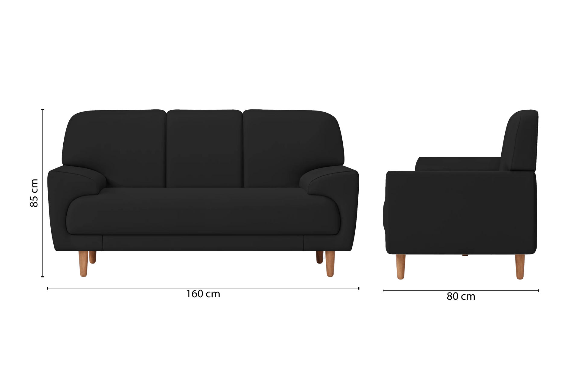 Ferrara 2 Seater Sofa Black Leather