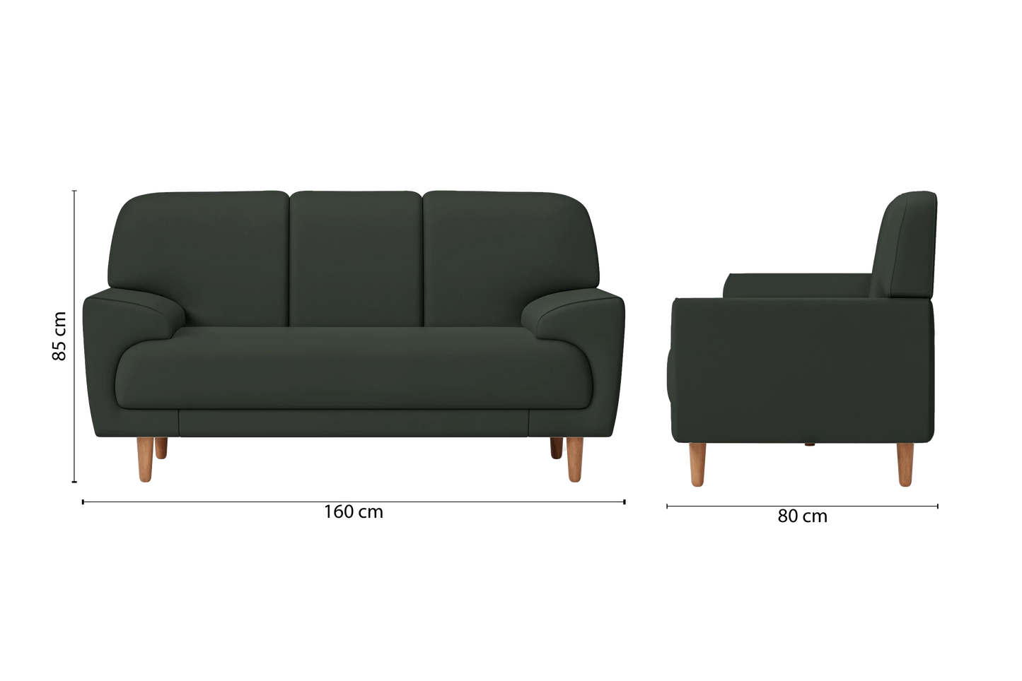 Ferrara 2 Seater Sofa Green Leather