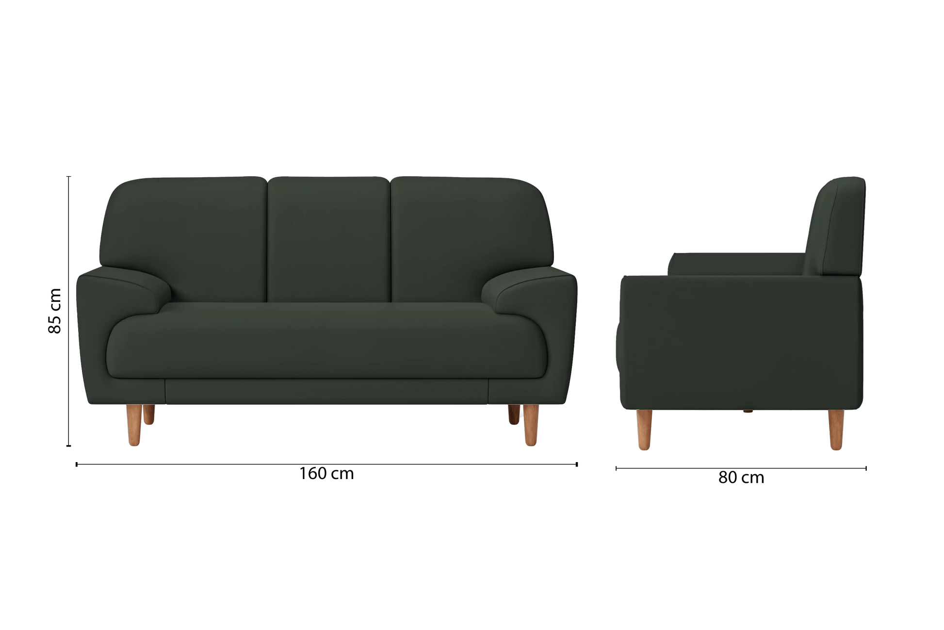 Ferrara 2 Seater Sofa Green Leather