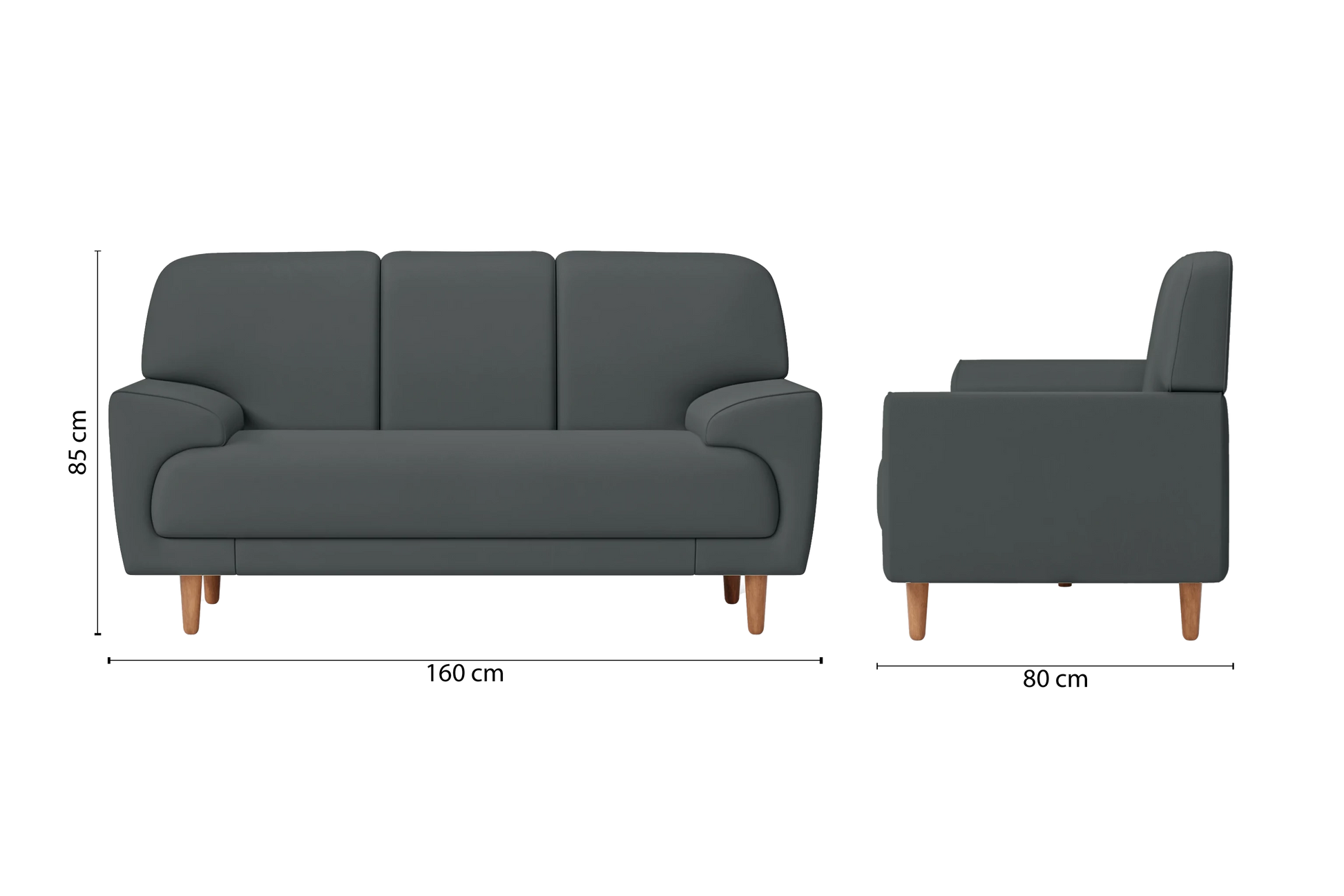 Ferrara 2 Seater Sofa Slate Leather