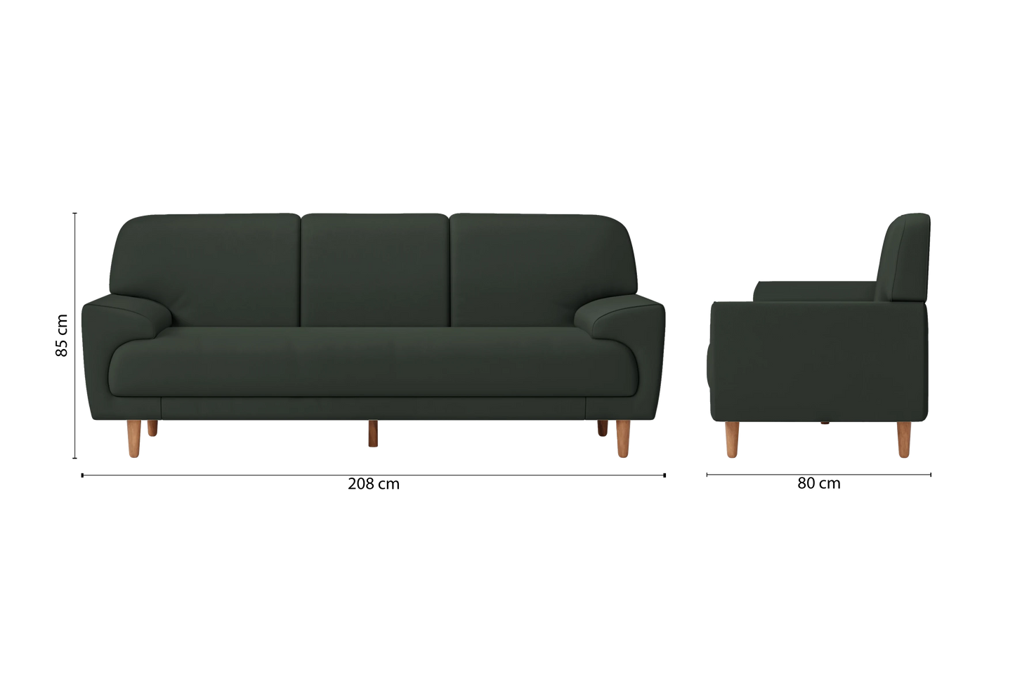 Ferrara 3 Seater Sofa Green Leather