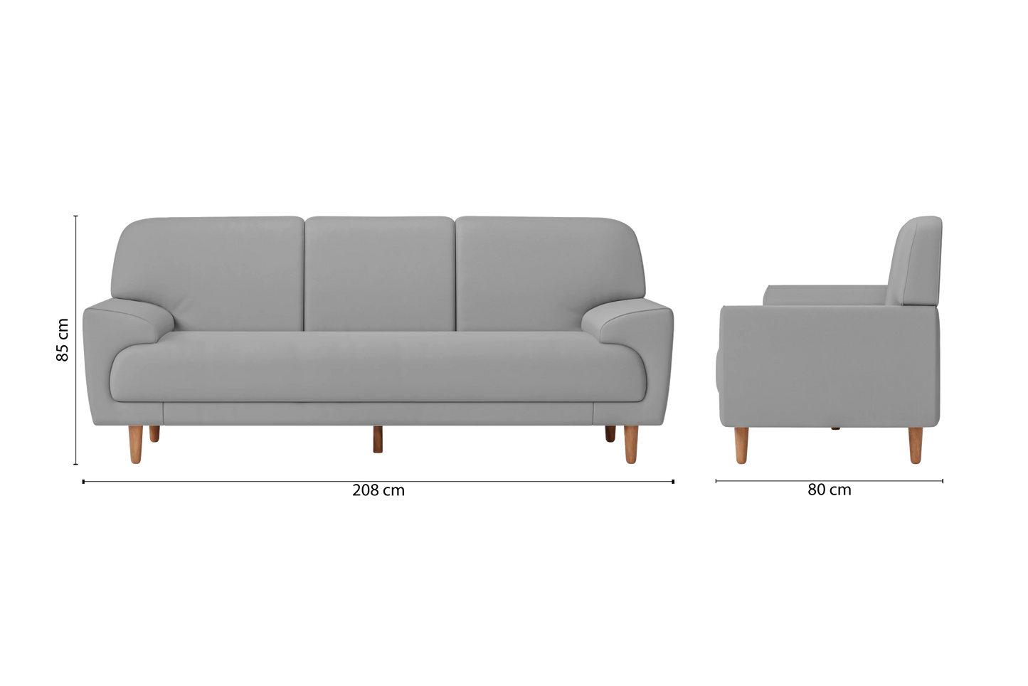 Ferrara 3 Seater Sofa Grey Leather