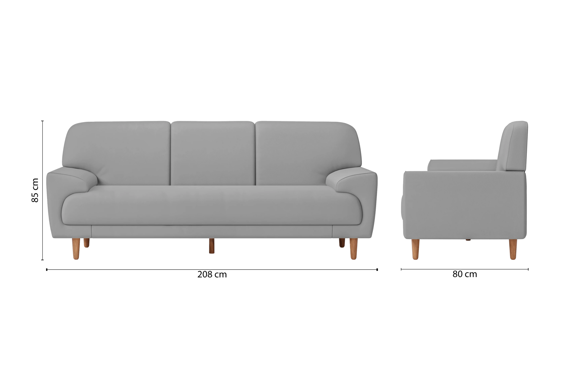 Ferrara 3 Seater Sofa Grey Leather