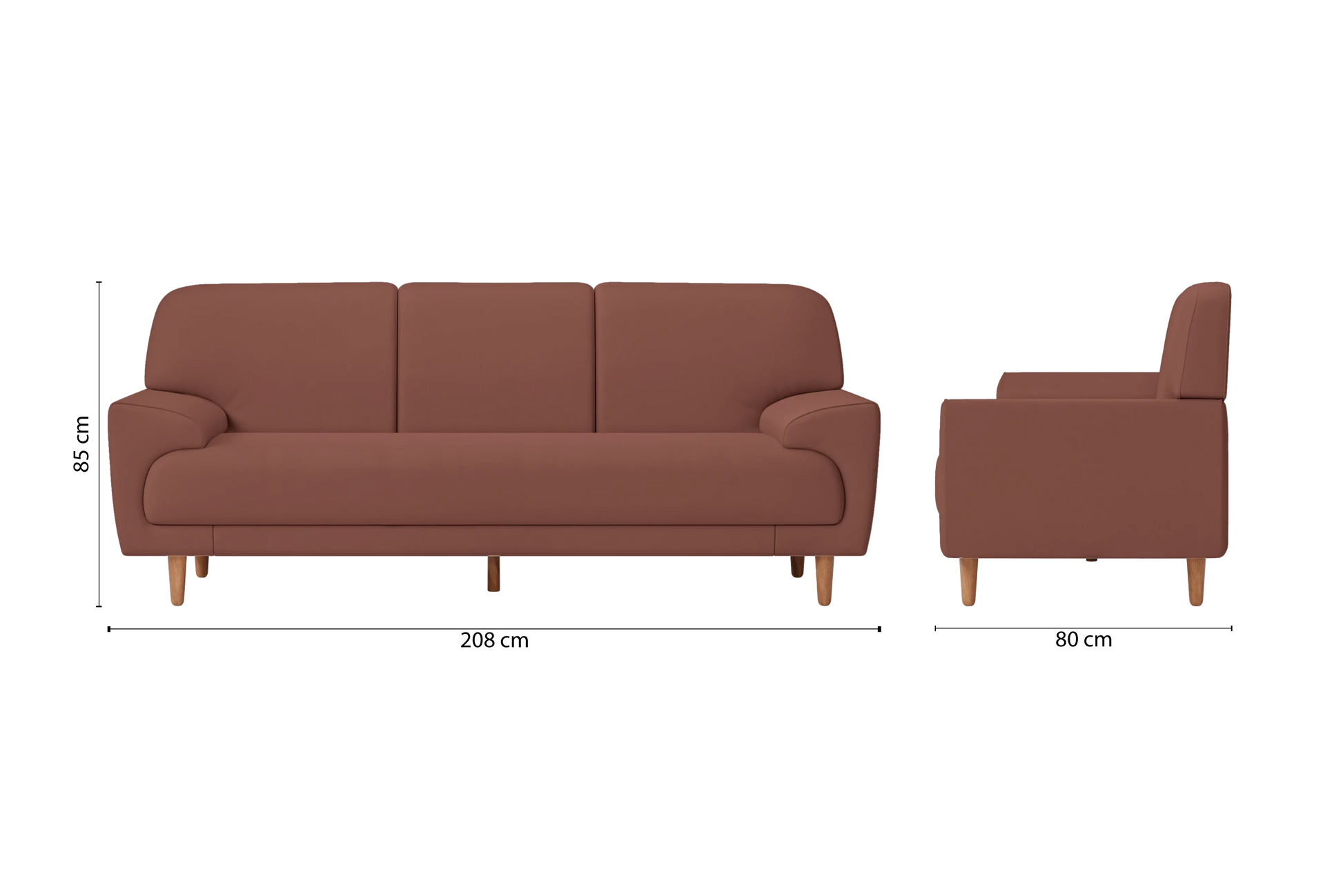 Ferrara 3 Seater Sofa Mauve Leather