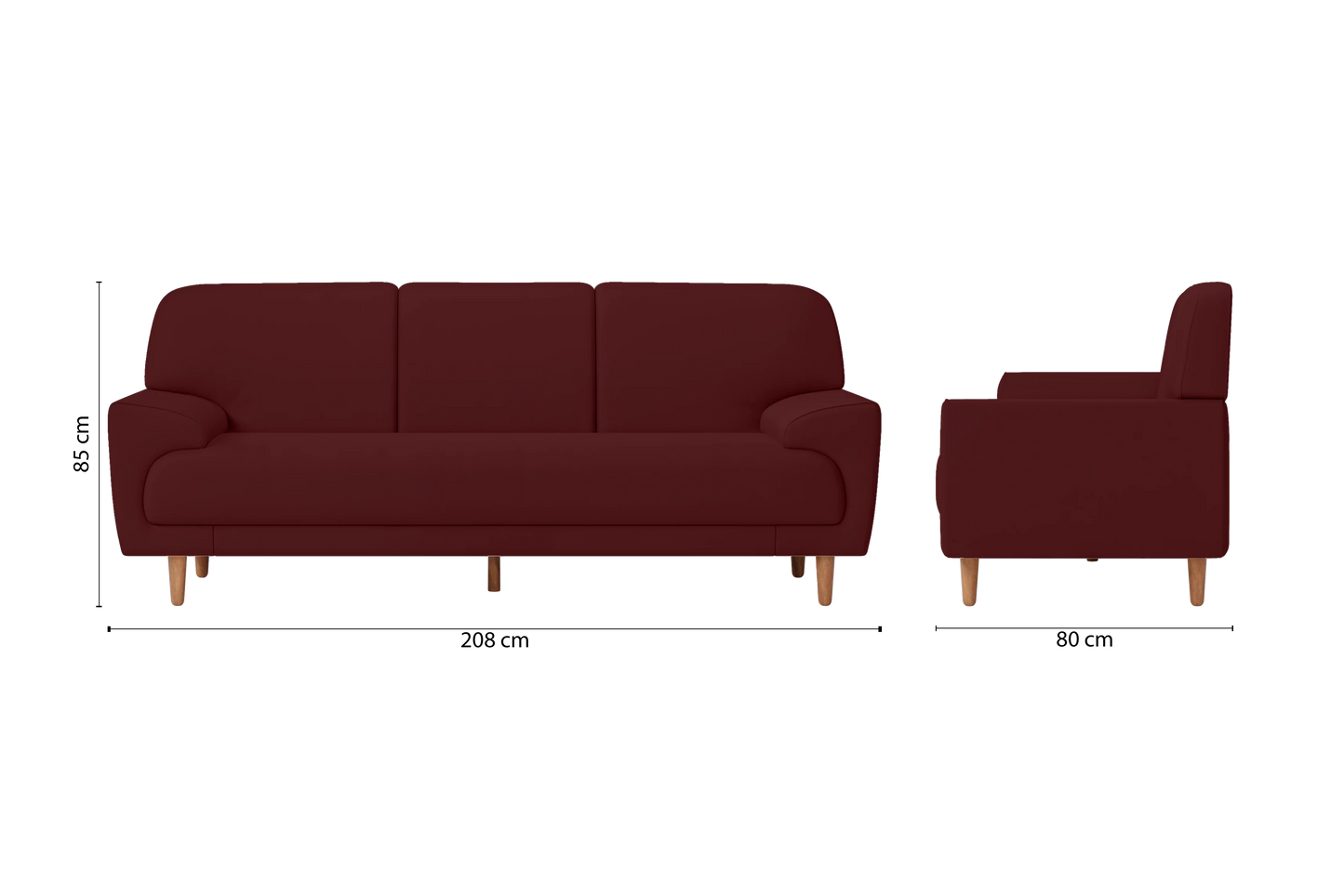 Ferrara 3 Seater Sofa Red Leather