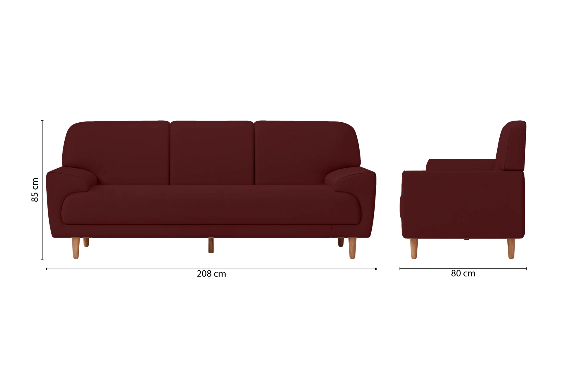 Ferrara 3 Seater Sofa Red Leather