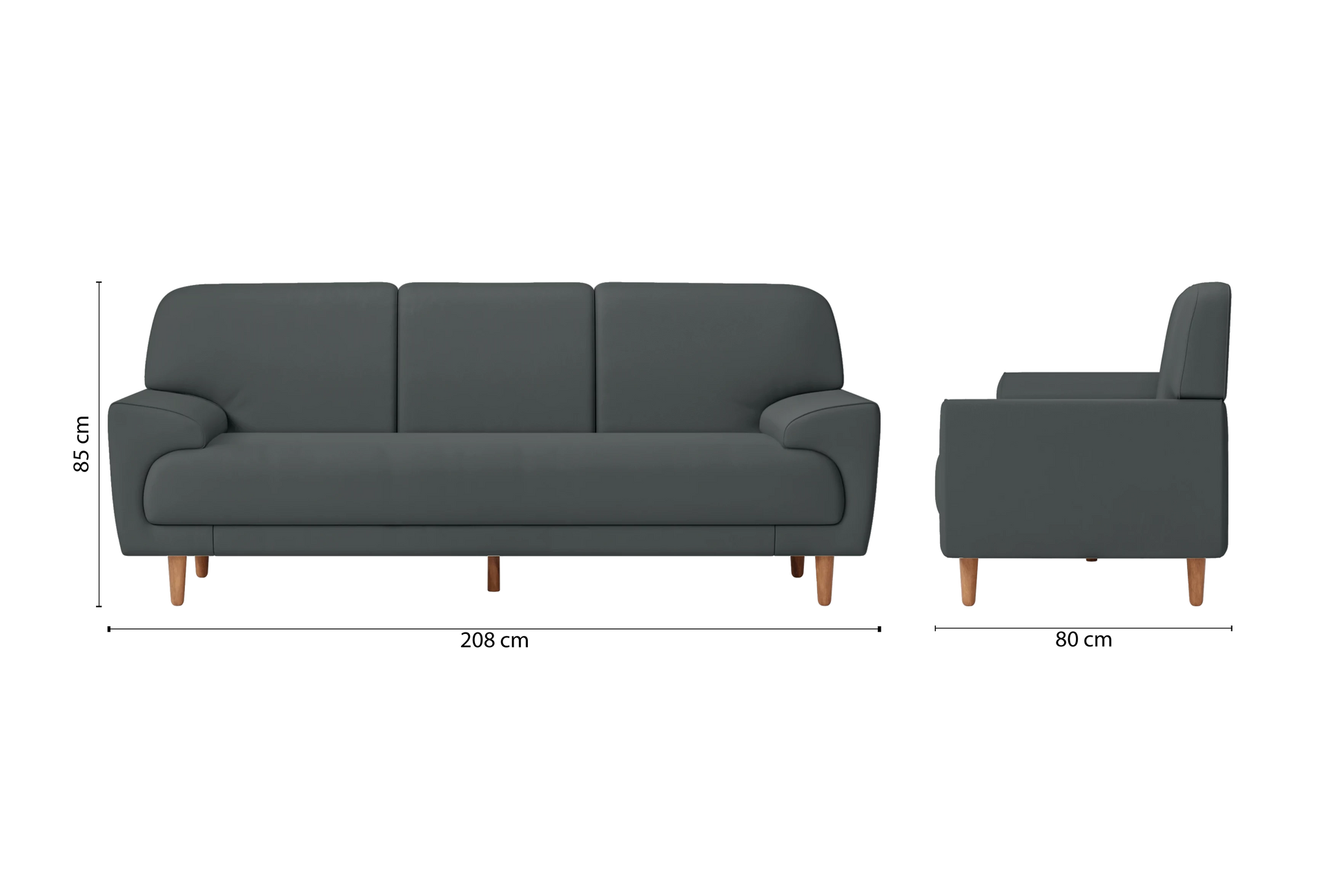 Ferrara 3 Seater Sofa Slate Leather