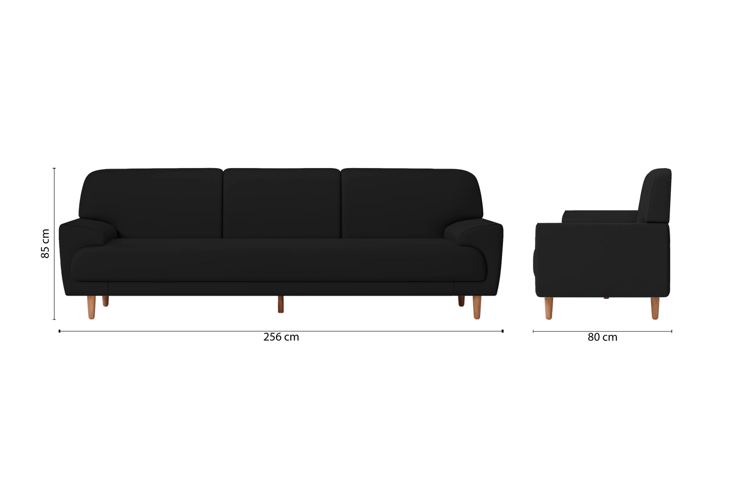 Ferrara 4 Seater Sofa Black Leather