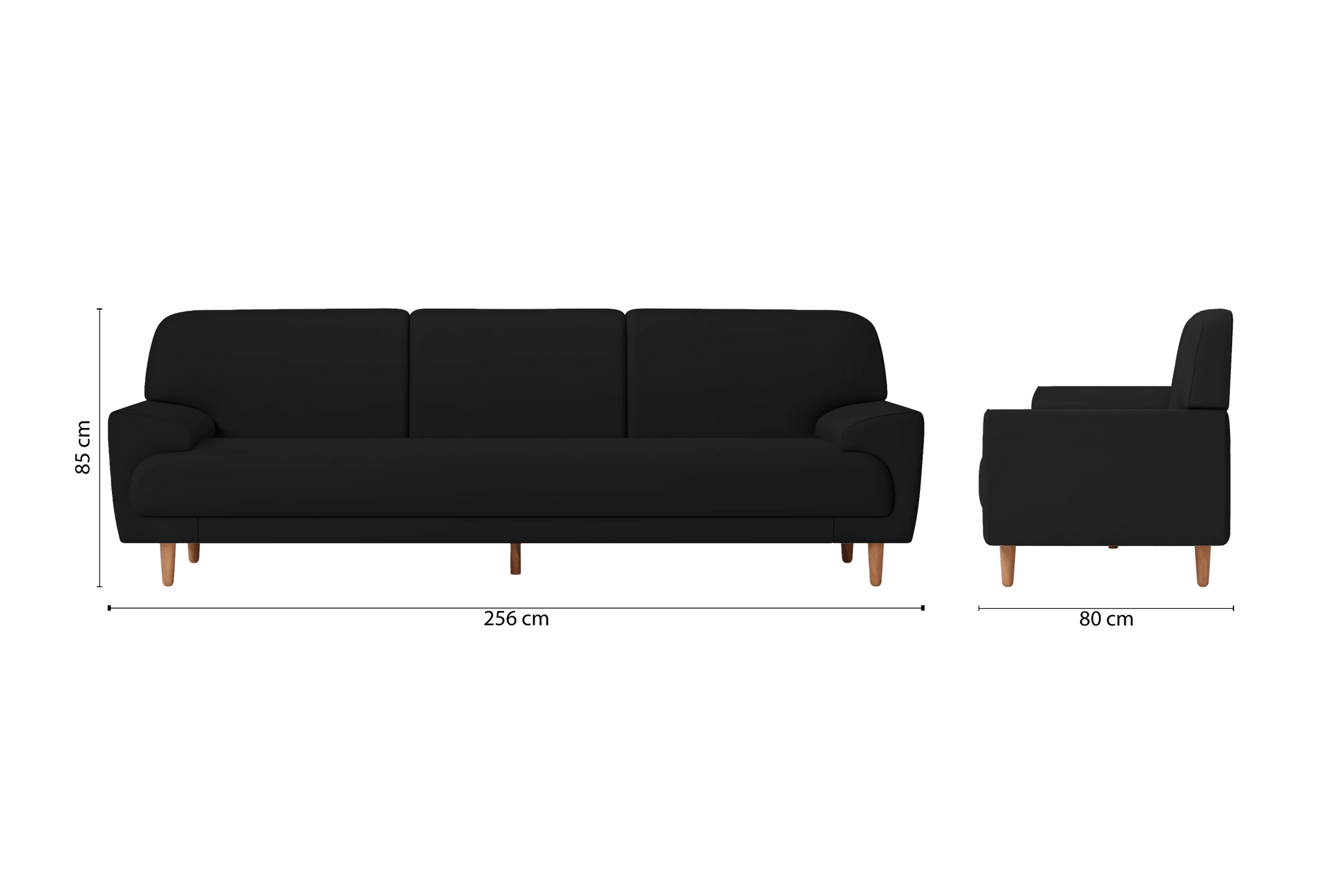 Ferrara 4 Seater Sofa Black Leather