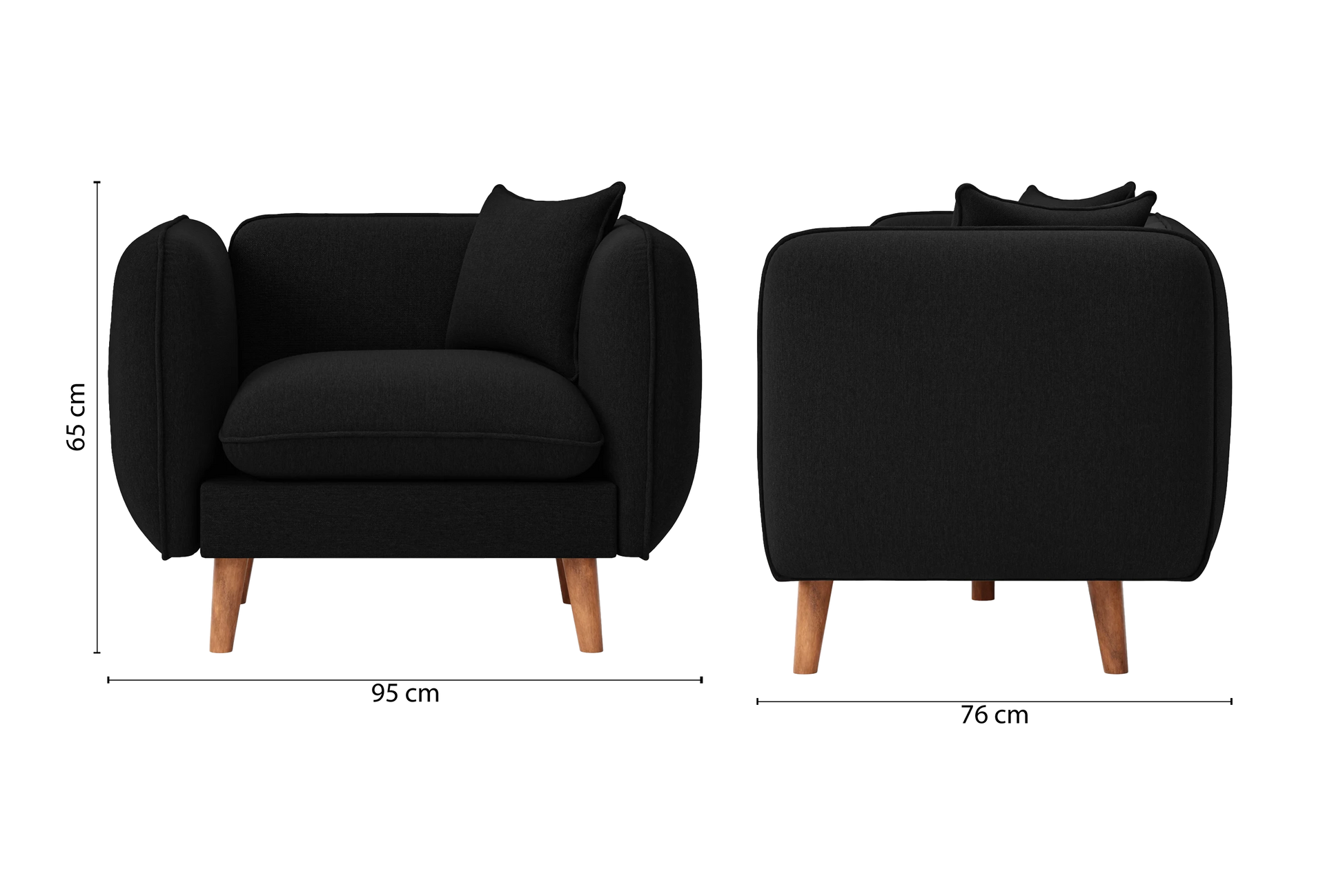 Florence Armchair Black Linen Fabric