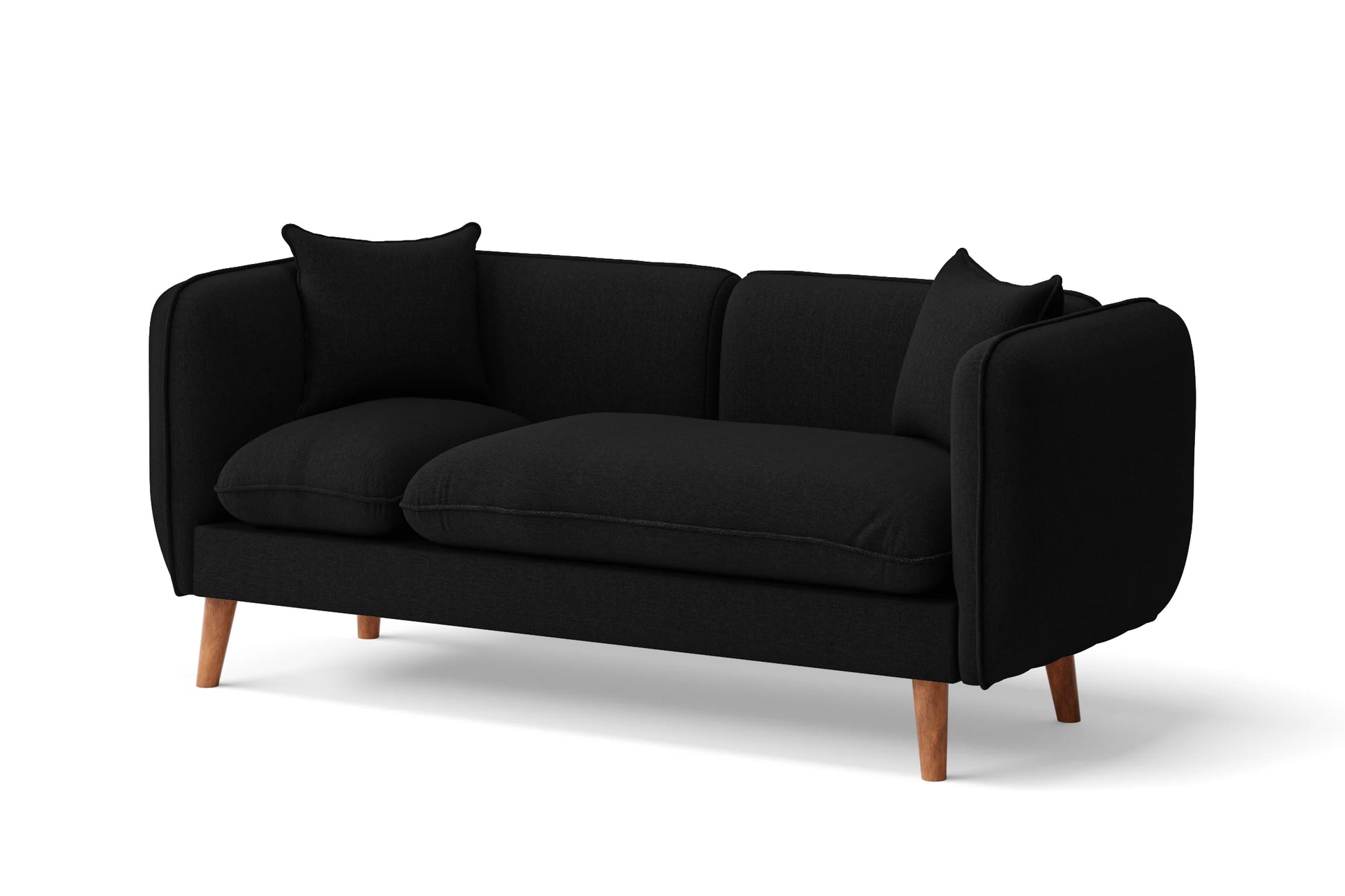 Florence 2 Seater Sofa Black Linen Fabric