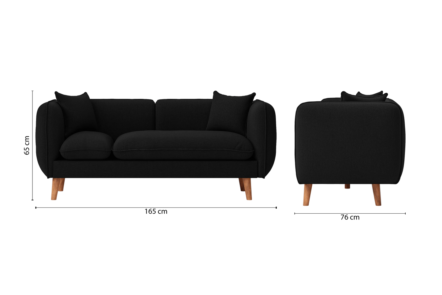 Florence 2 Seater Sofa Black Linen Fabric