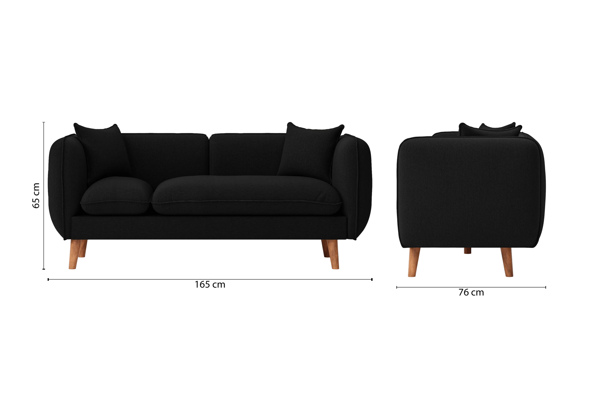 Florence 2 Seater Sofa Black Linen Fabric