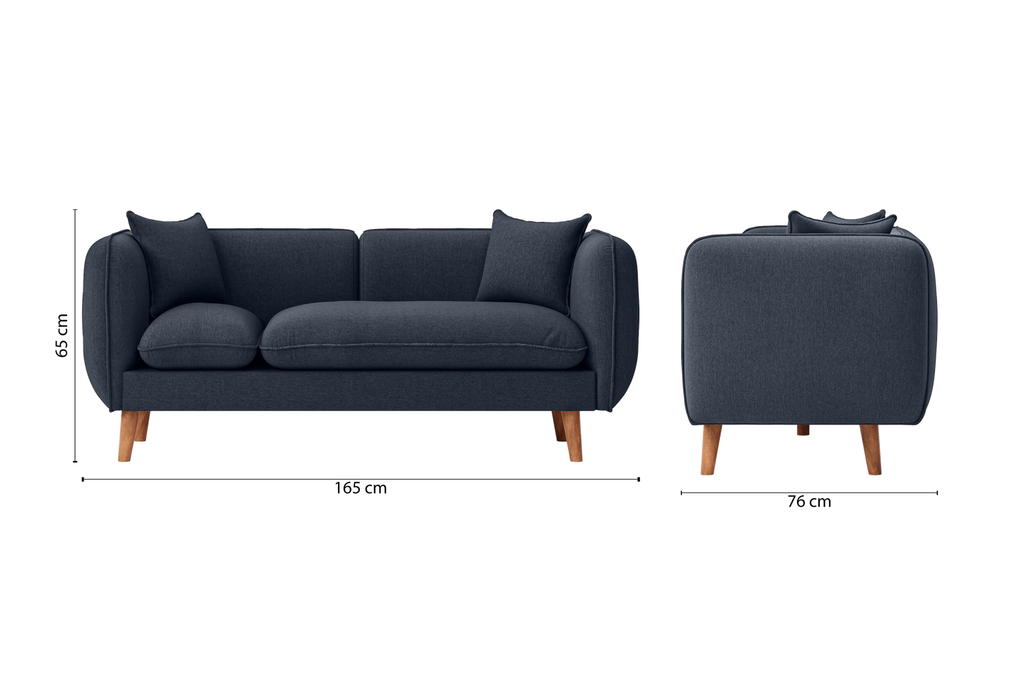 Florence 2 Seater Sofa Dark Blue Linen Fabric