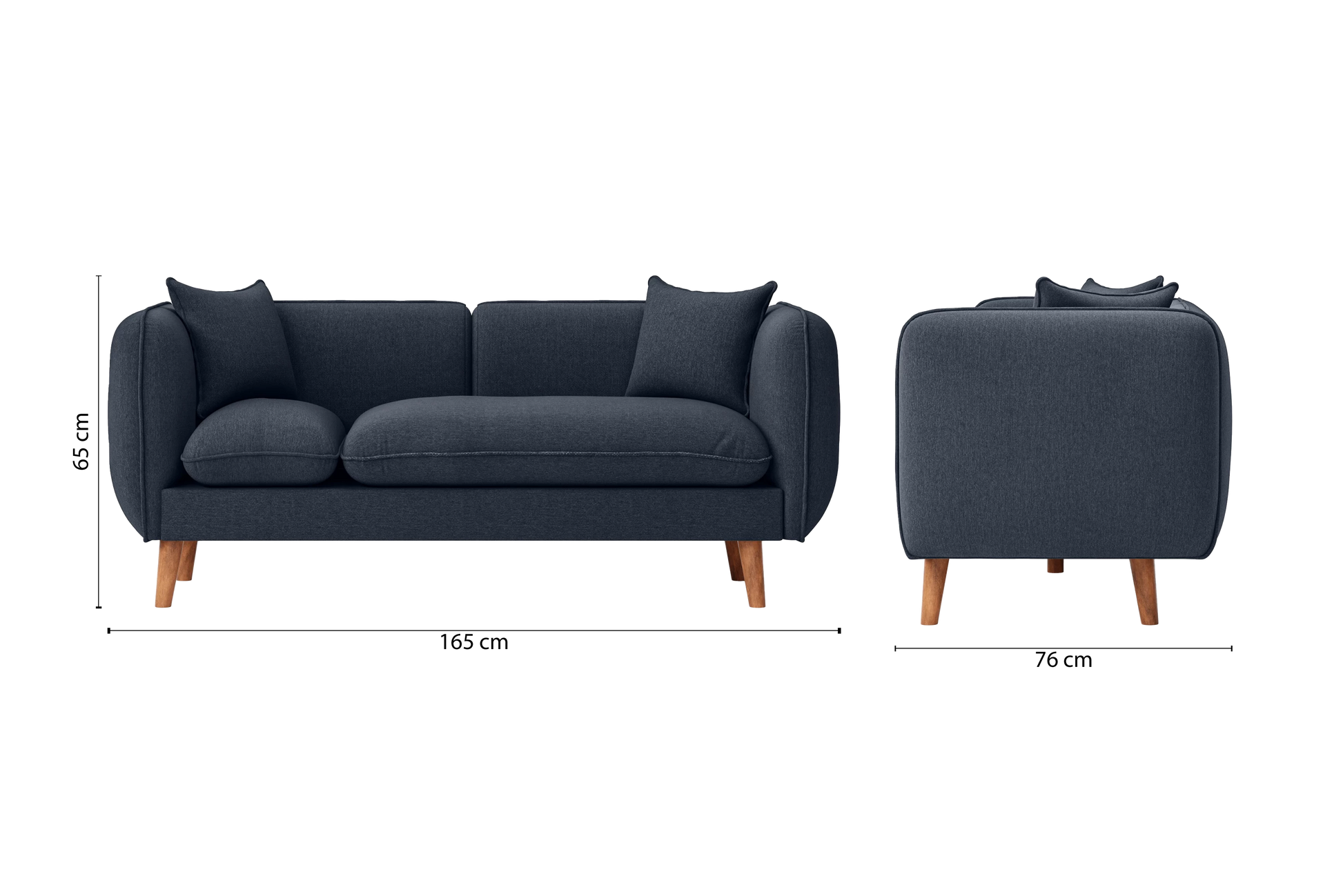 Florence 2 Seater Sofa Dark Blue Linen Fabric