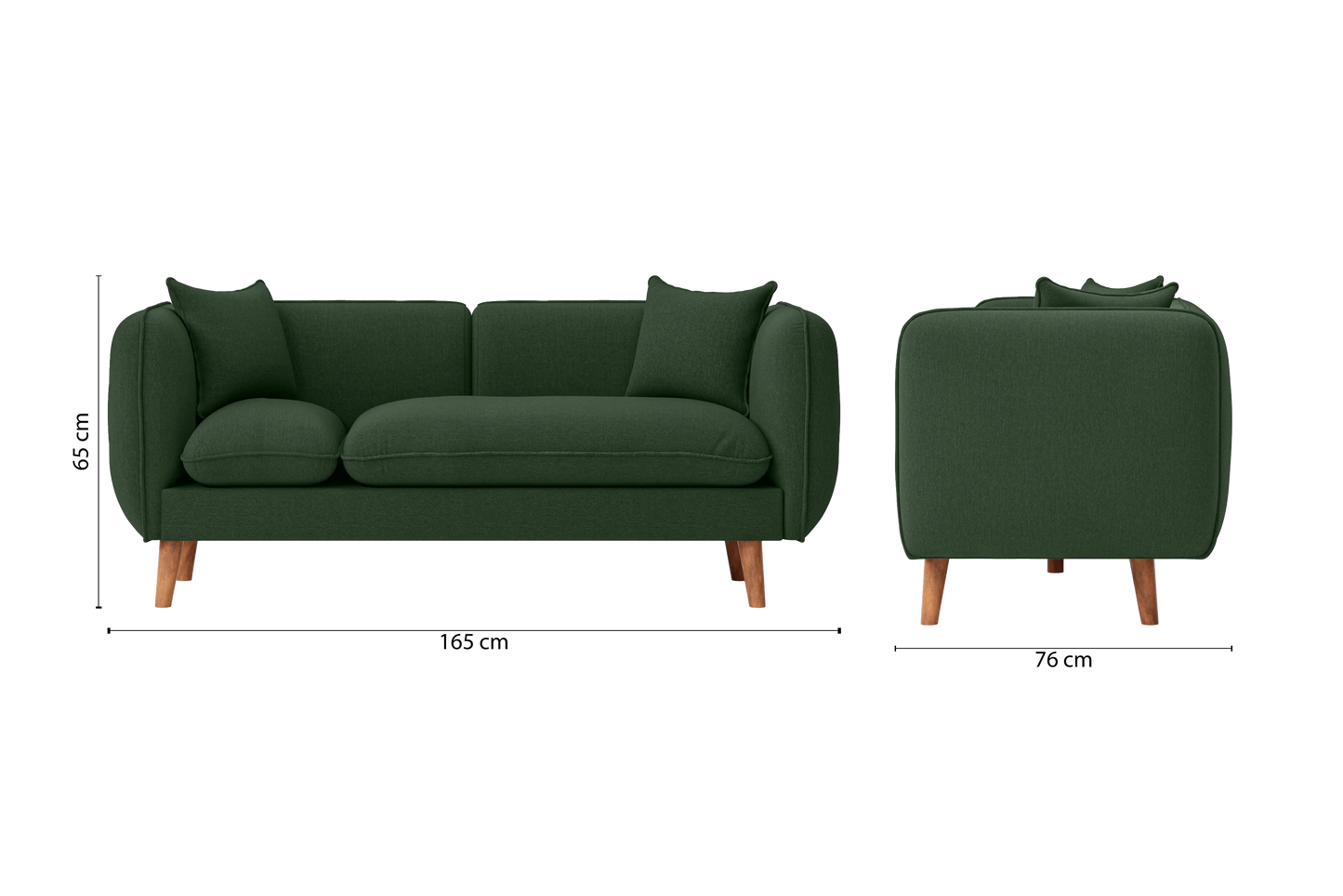 Florence 2 Seater Sofa Forest Green Linen Fabric