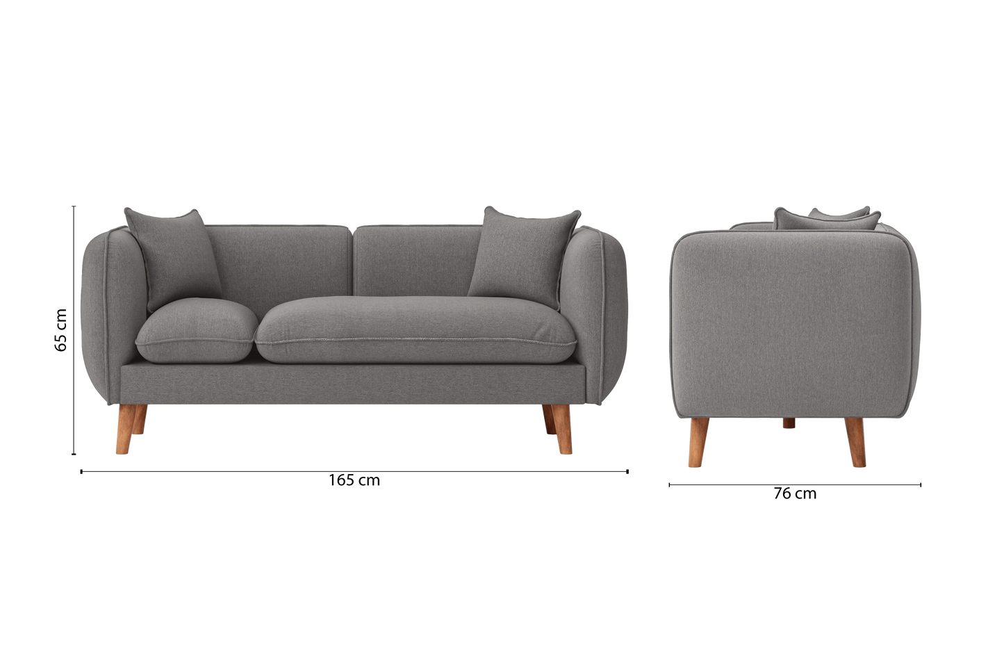 Florence 2 Seater Sofa Grey Linen Fabric