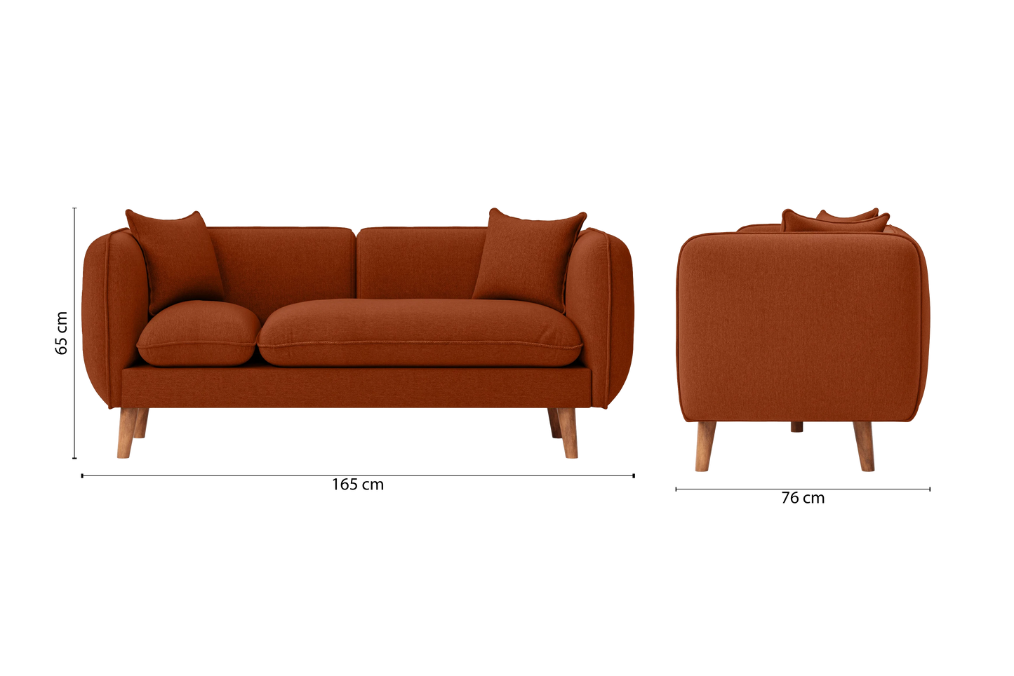 Florence 2 Seater Sofa Orange Linen Fabric